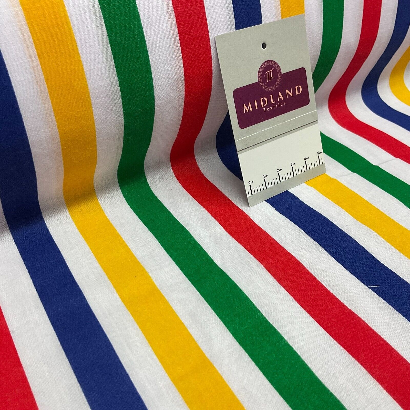 Multi coloured Striped Nautical Stripes Poly cotton printed fabric 110cm M1701