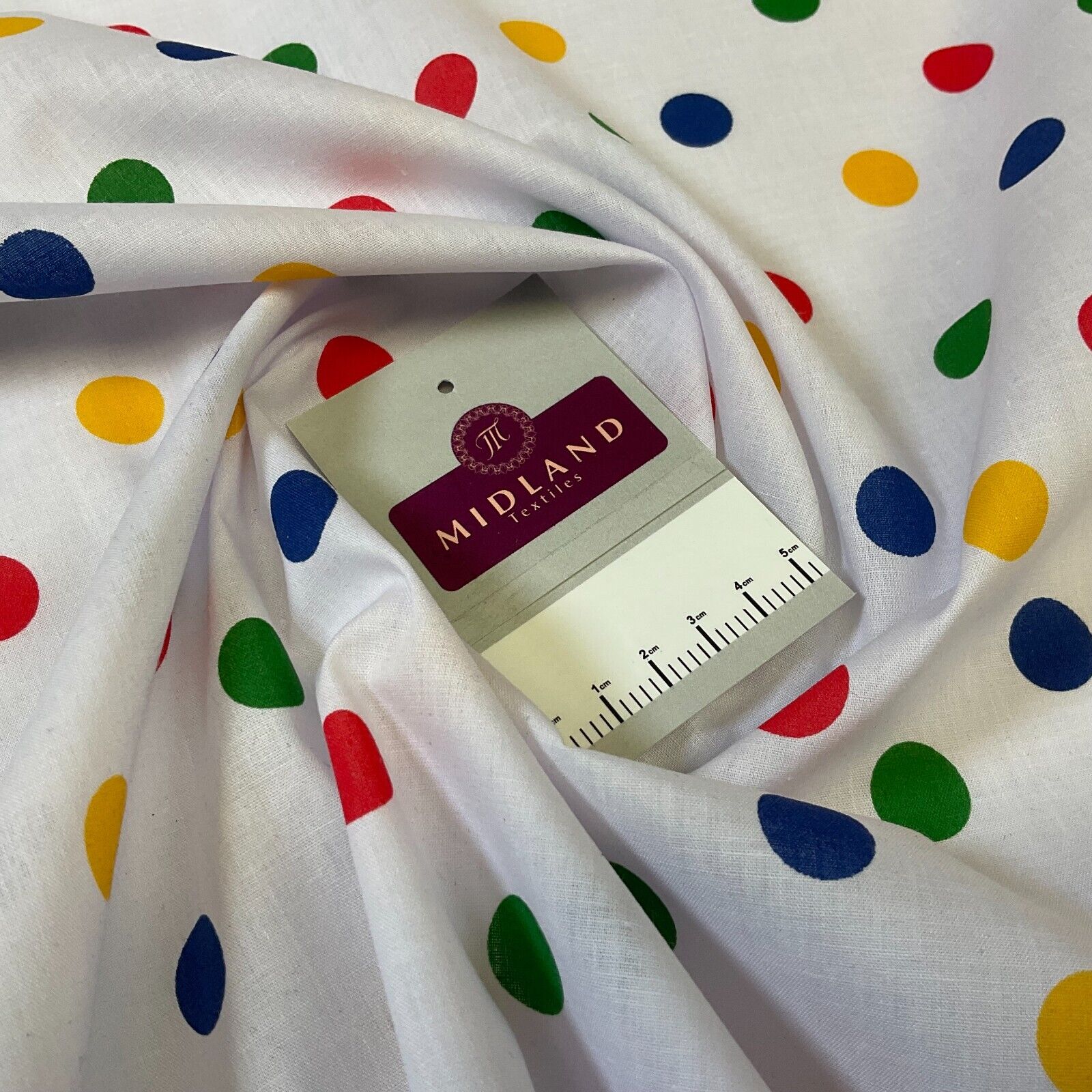 Multi coloured dot spot Poly cotton spotted dotted printed fabric M1709