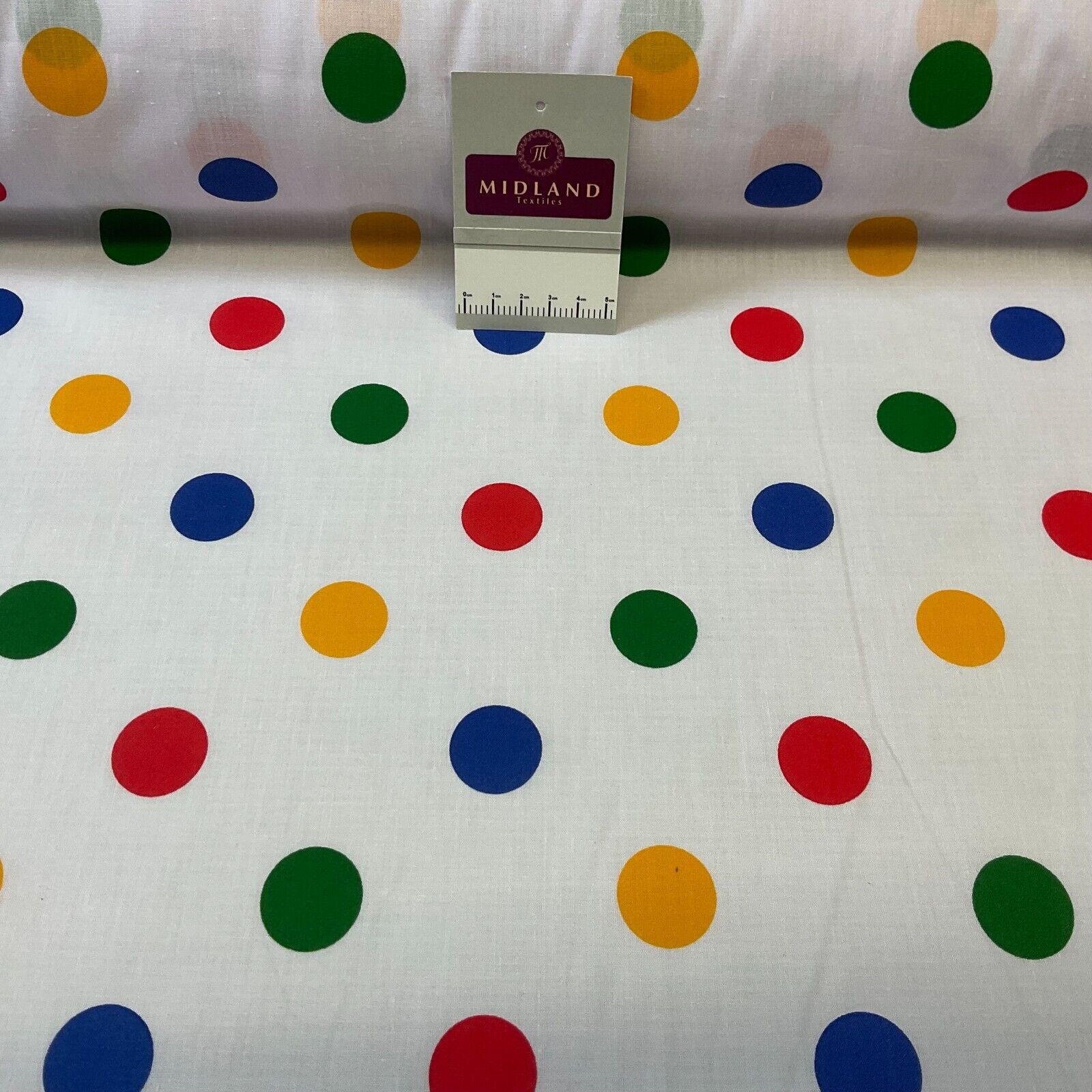 Multi coloured dot spot Poly cotton spotted dotted printed fabric M1709