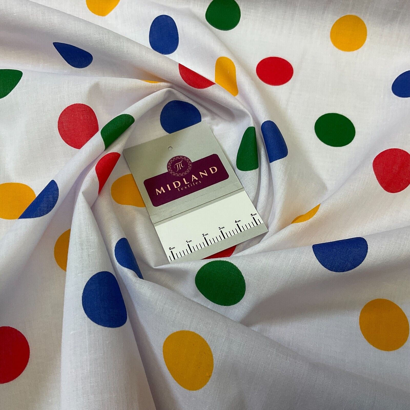Multi coloured dot spot Poly cotton spotted dotted printed fabric M1709