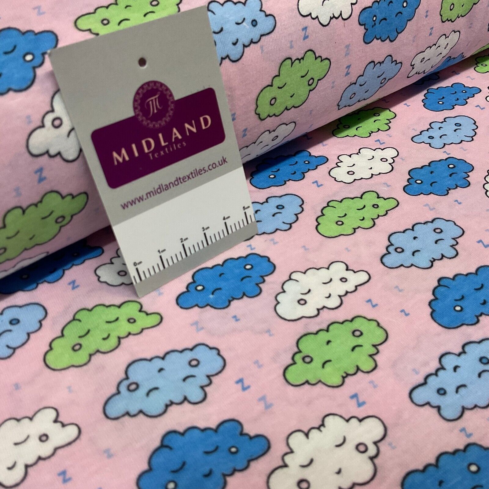 Children's Sleeping Cloud cotton stretch jersey novelty dress fabric M1713