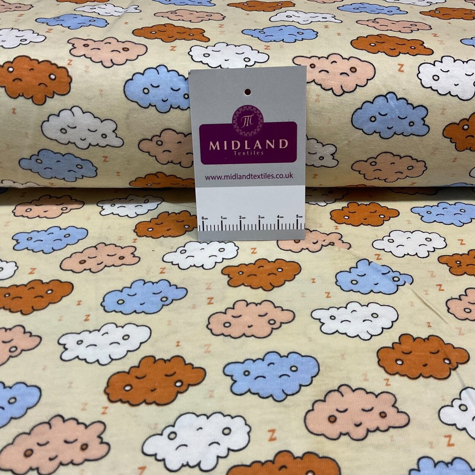 Children's Sleeping Cloud cotton stretch jersey novelty dress fabric M1713