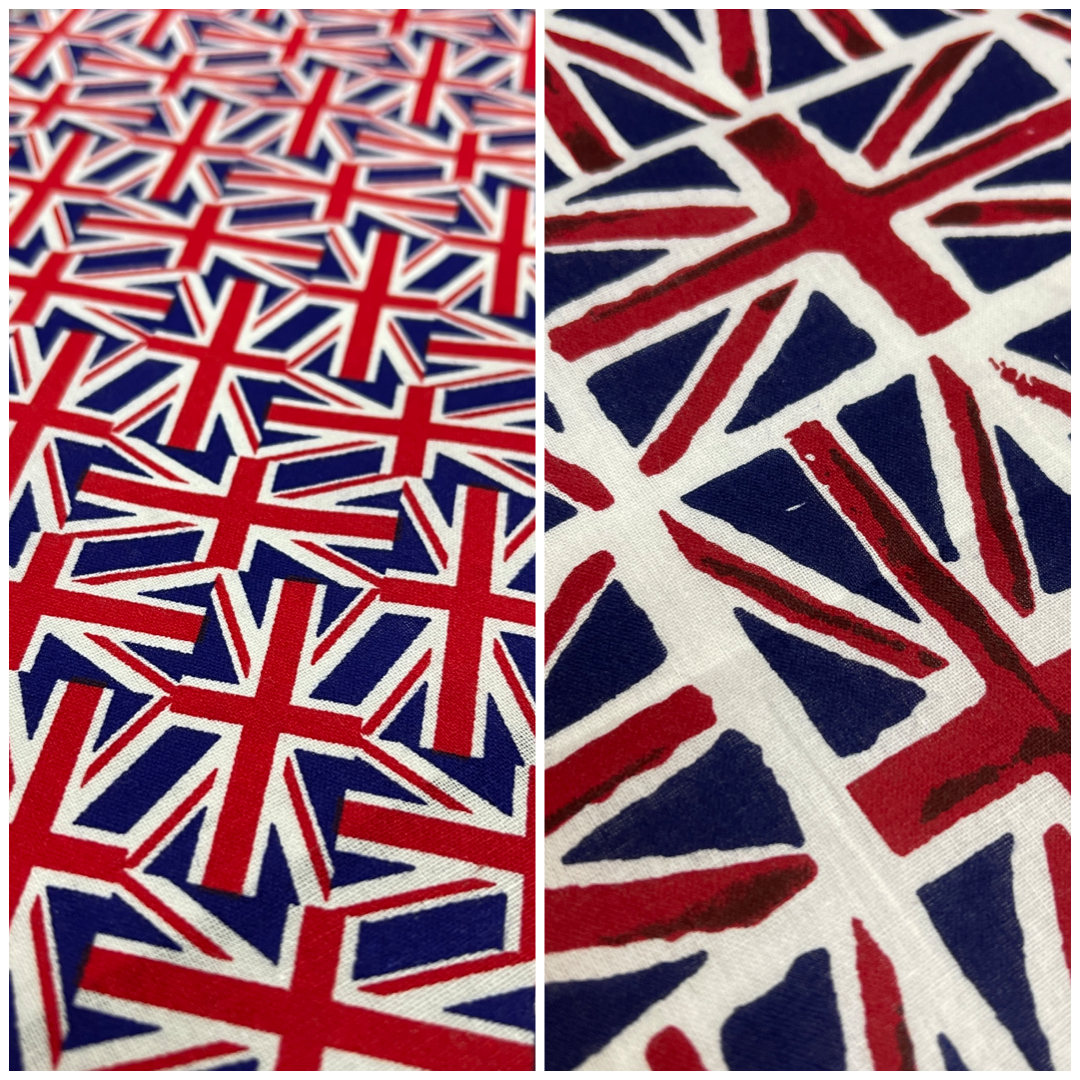 British Flag Coronation Theme 100% cotton printed fabric M1723