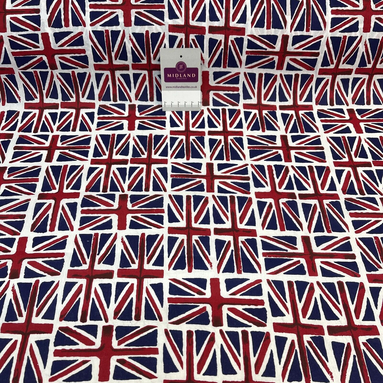 British Flag Coronation Theme 100% cotton printed fabric M1723