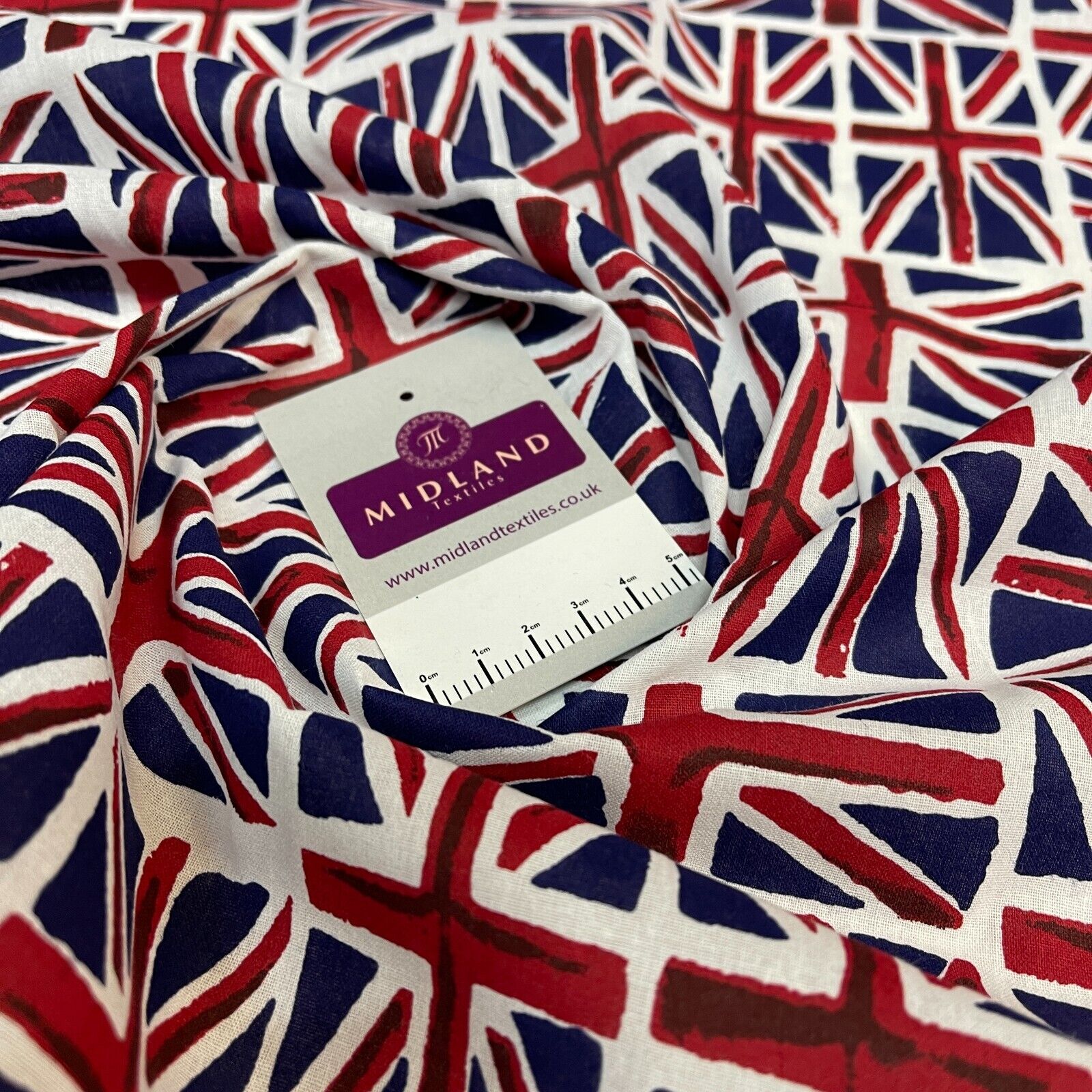 British Flag Coronation Theme 100% cotton printed fabric M1723