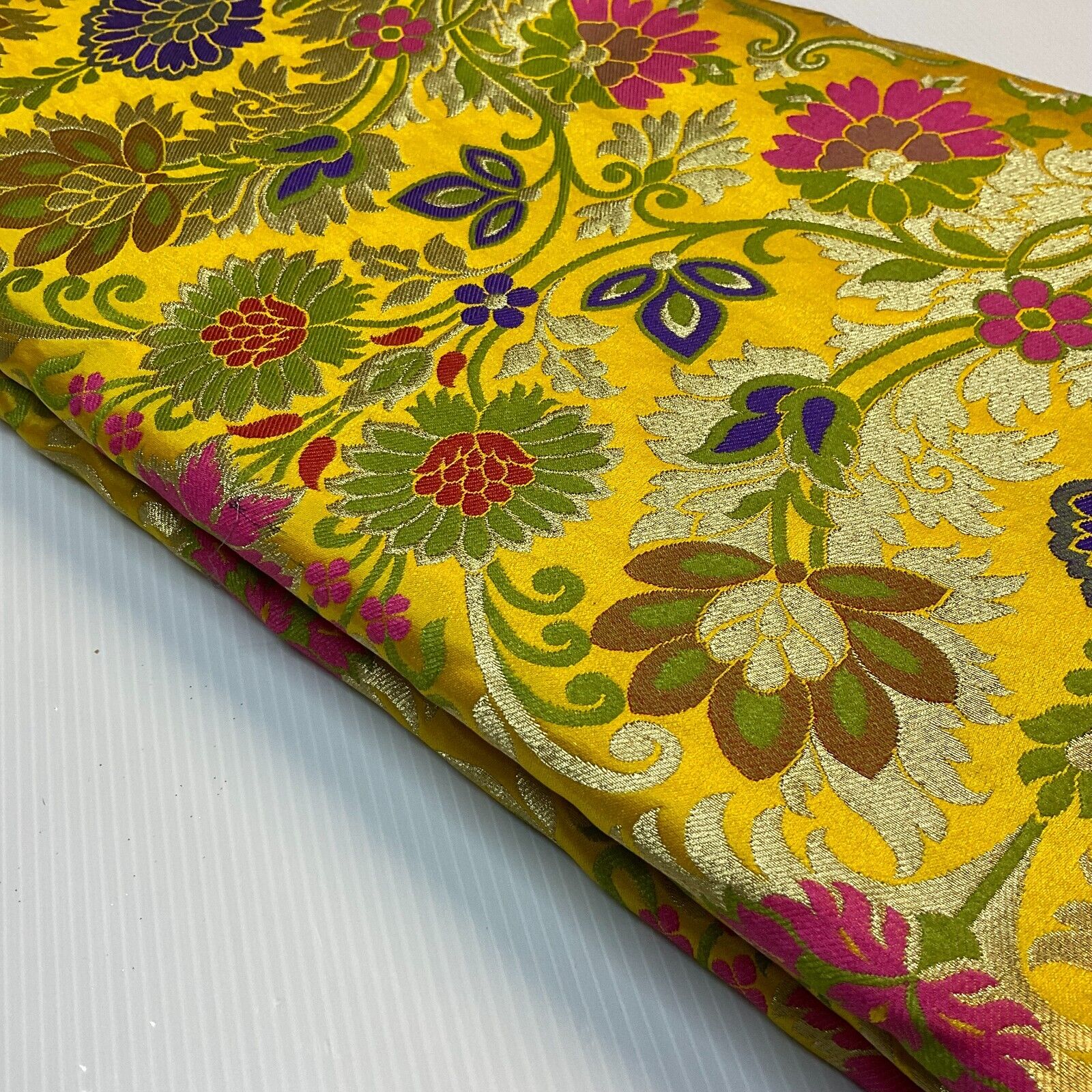 Large Floral Silk Kingkhab wedding Brocade Fabric 111cm wide M1732