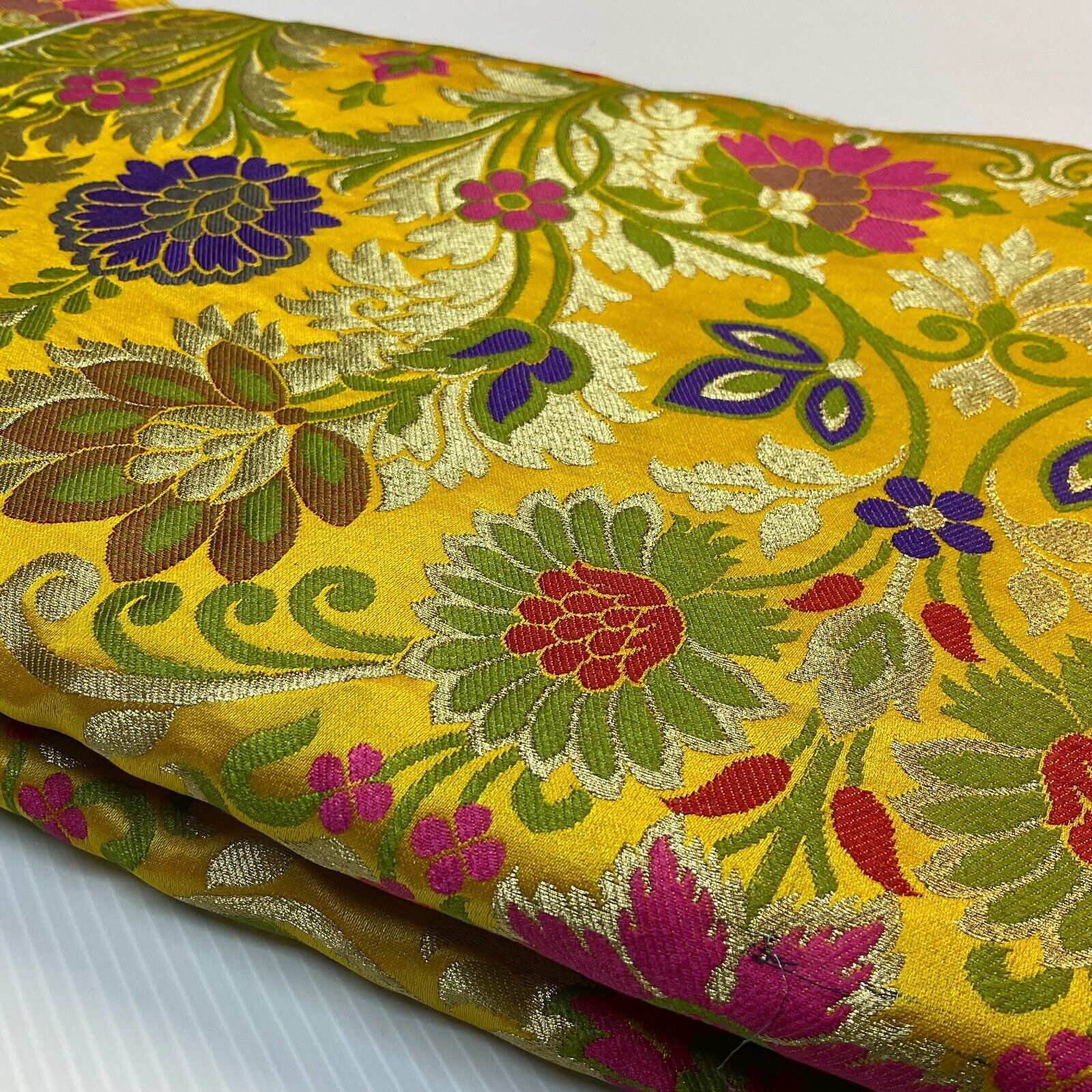 Large Floral Silk Kingkhab wedding Brocade Fabric 111cm wide M1732