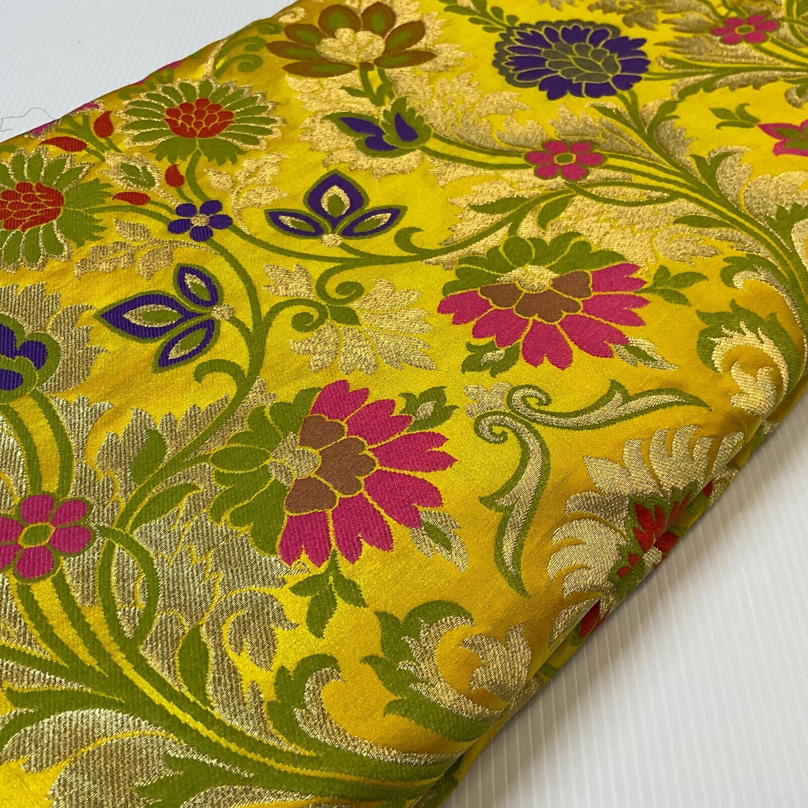 Large Floral Silk Kingkhab wedding Brocade Fabric 111cm wide M1732