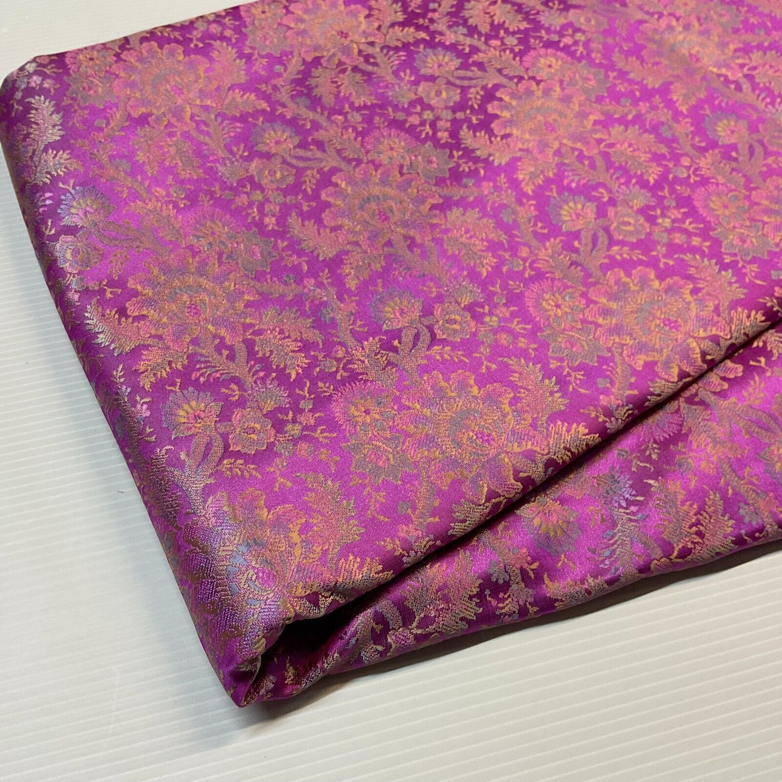 Ornamental Floral Silk Kingkhab wedding Brocade Fabric 111cm wide M1731