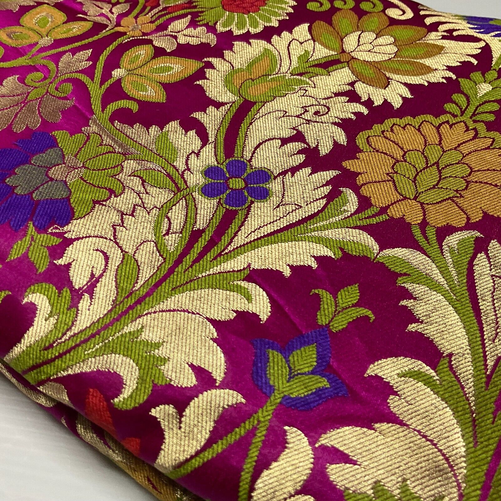 Large Floral Silk Kingkhab wedding Brocade Fabric 111cm wide M1732