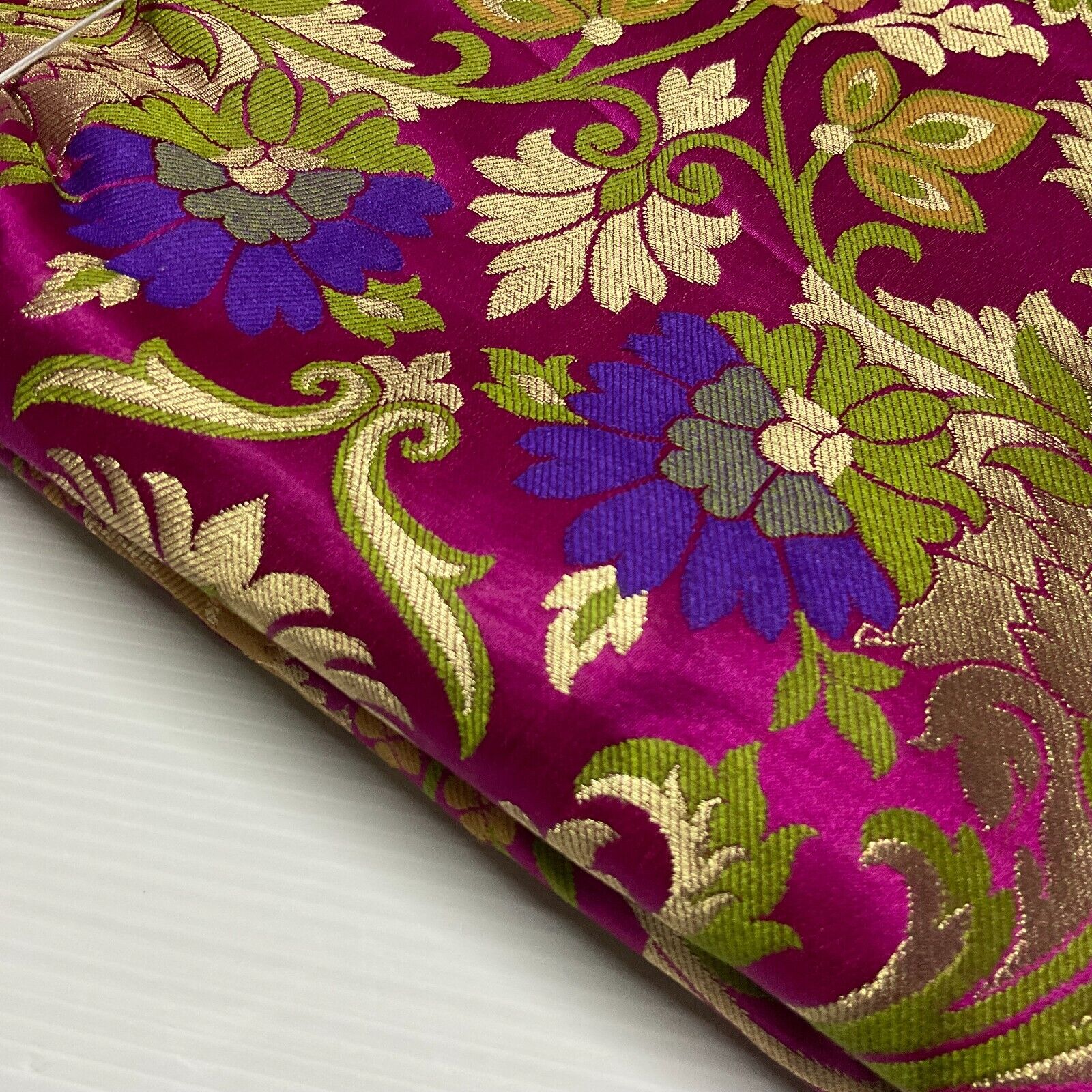 Large Floral Silk Kingkhab wedding Brocade Fabric 111cm wide M1732