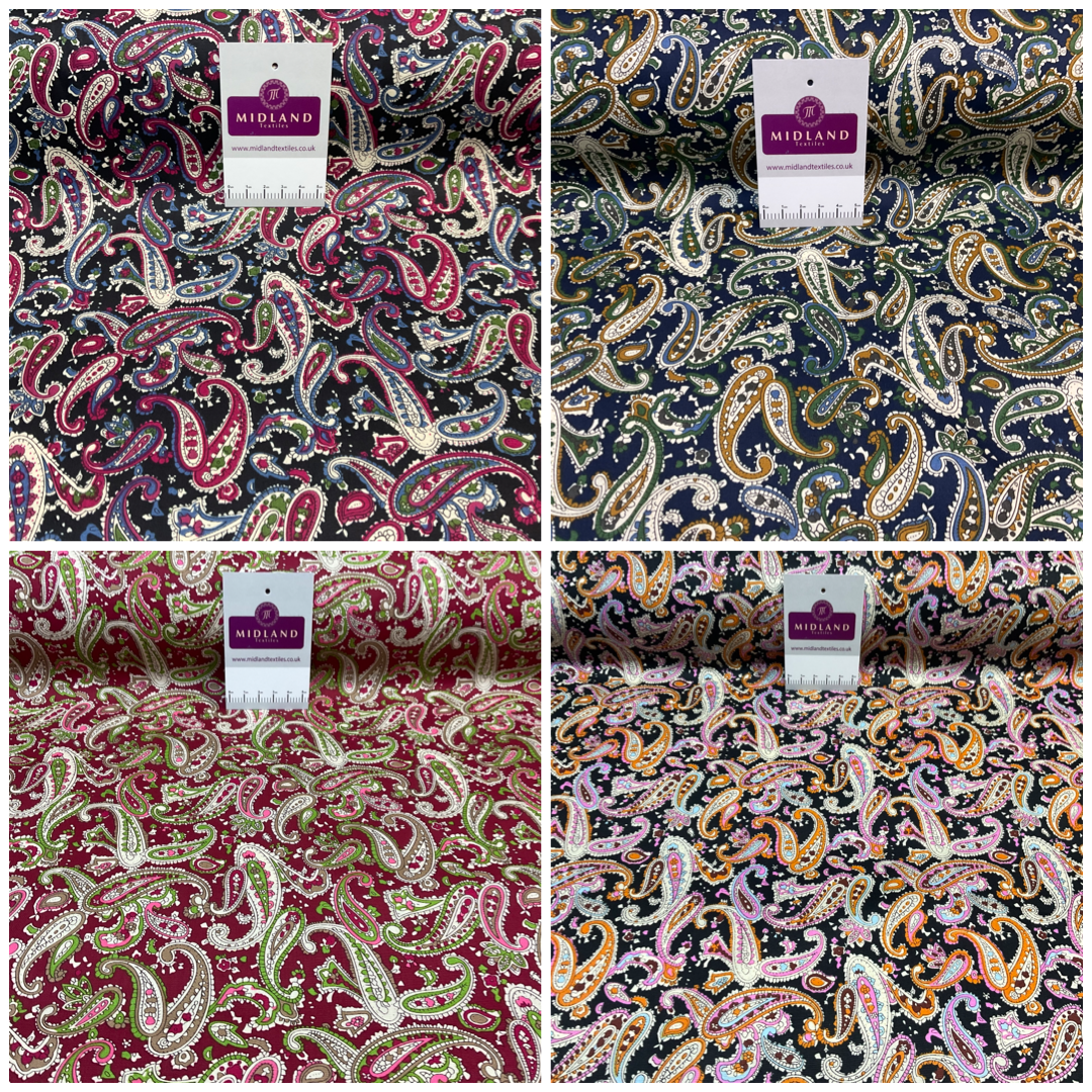 Paisley 100% cotton printed dress craft fabric 150cm wide M1736
