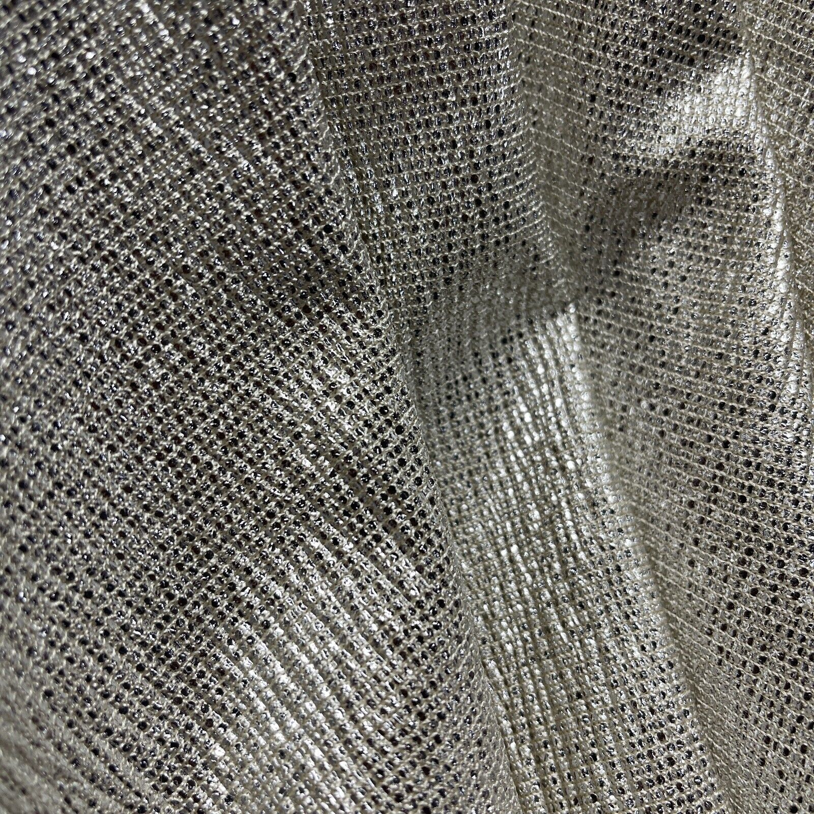 Jersey Foil Silver On Cream One way stretch Hologram Textured dress fabric M1740