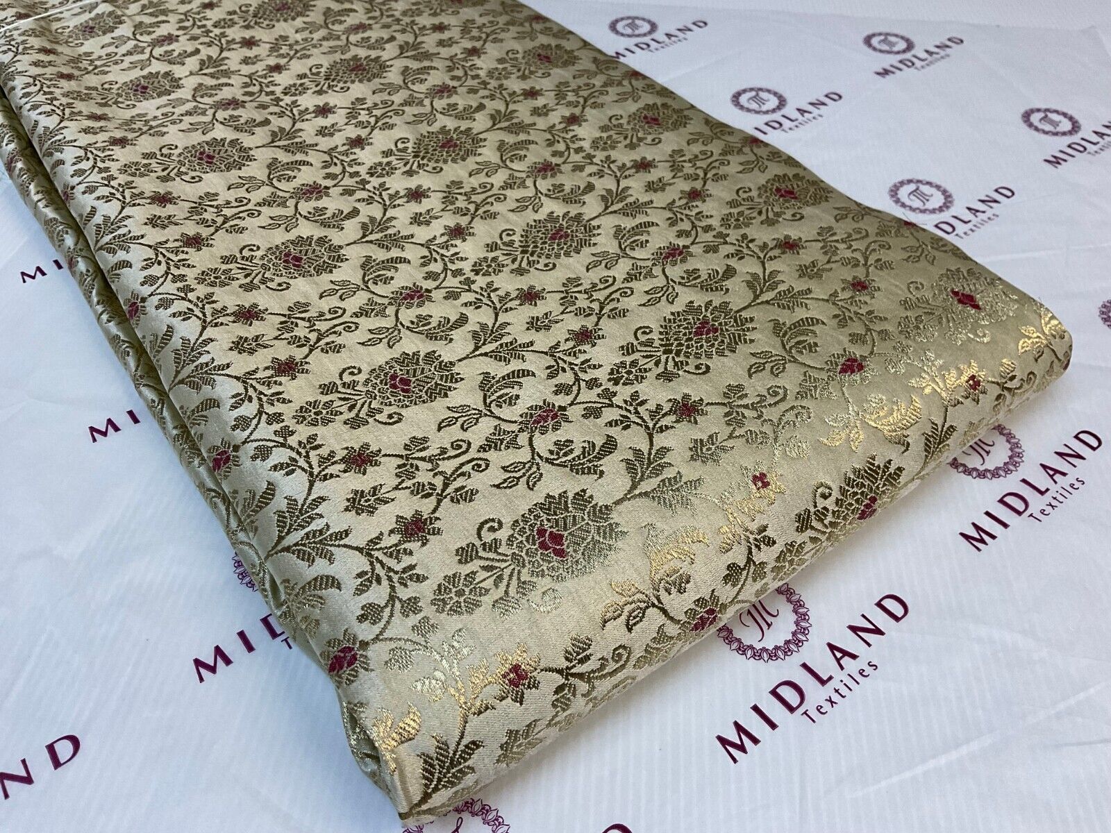 Indian Floral wedding Brocade Fabric ideal for waistcoats 114cm wide M1772