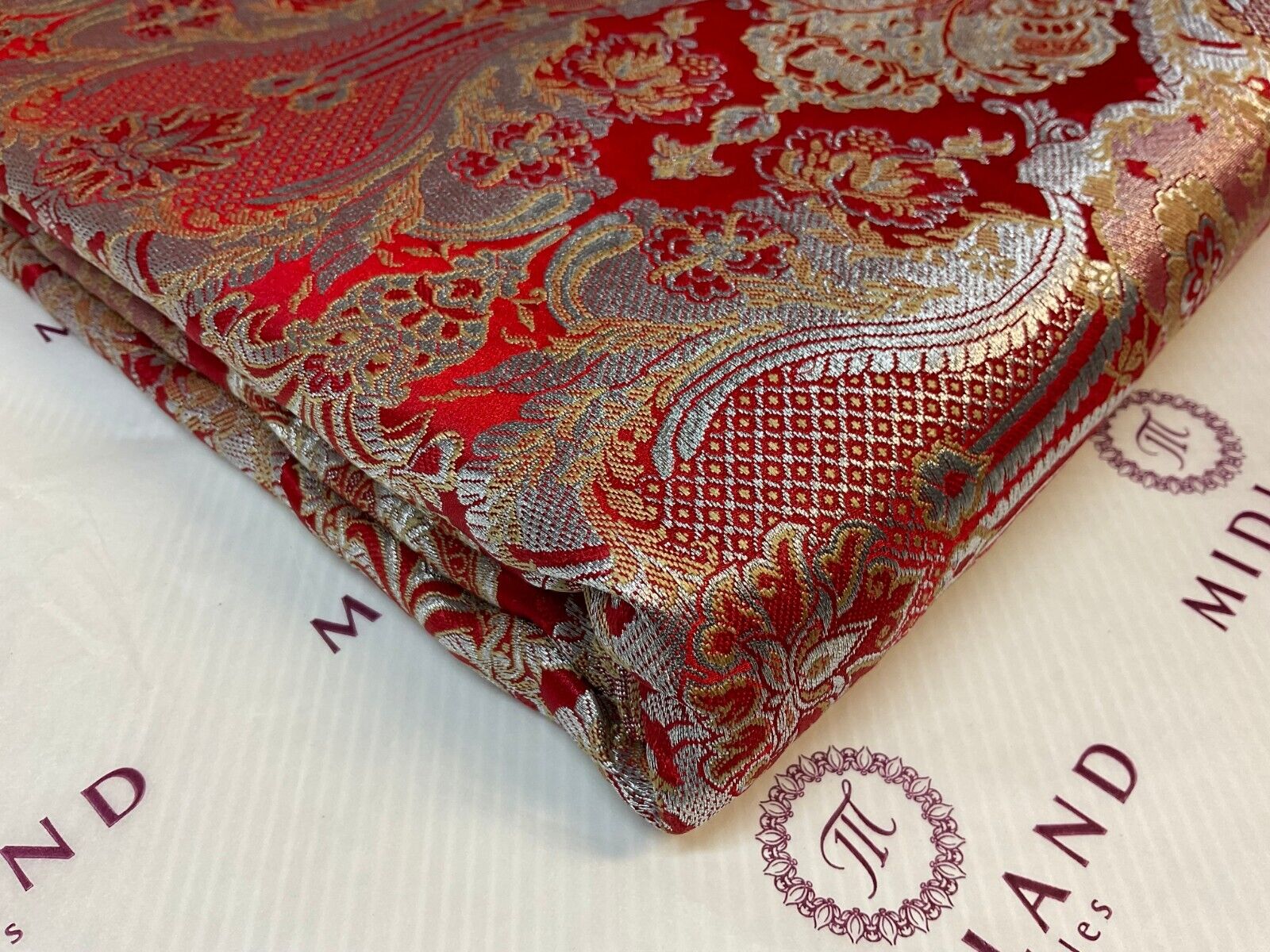 Indian Ornamental  wedding Brocade Fabric ideal for waistcoat 114cm wide M1773