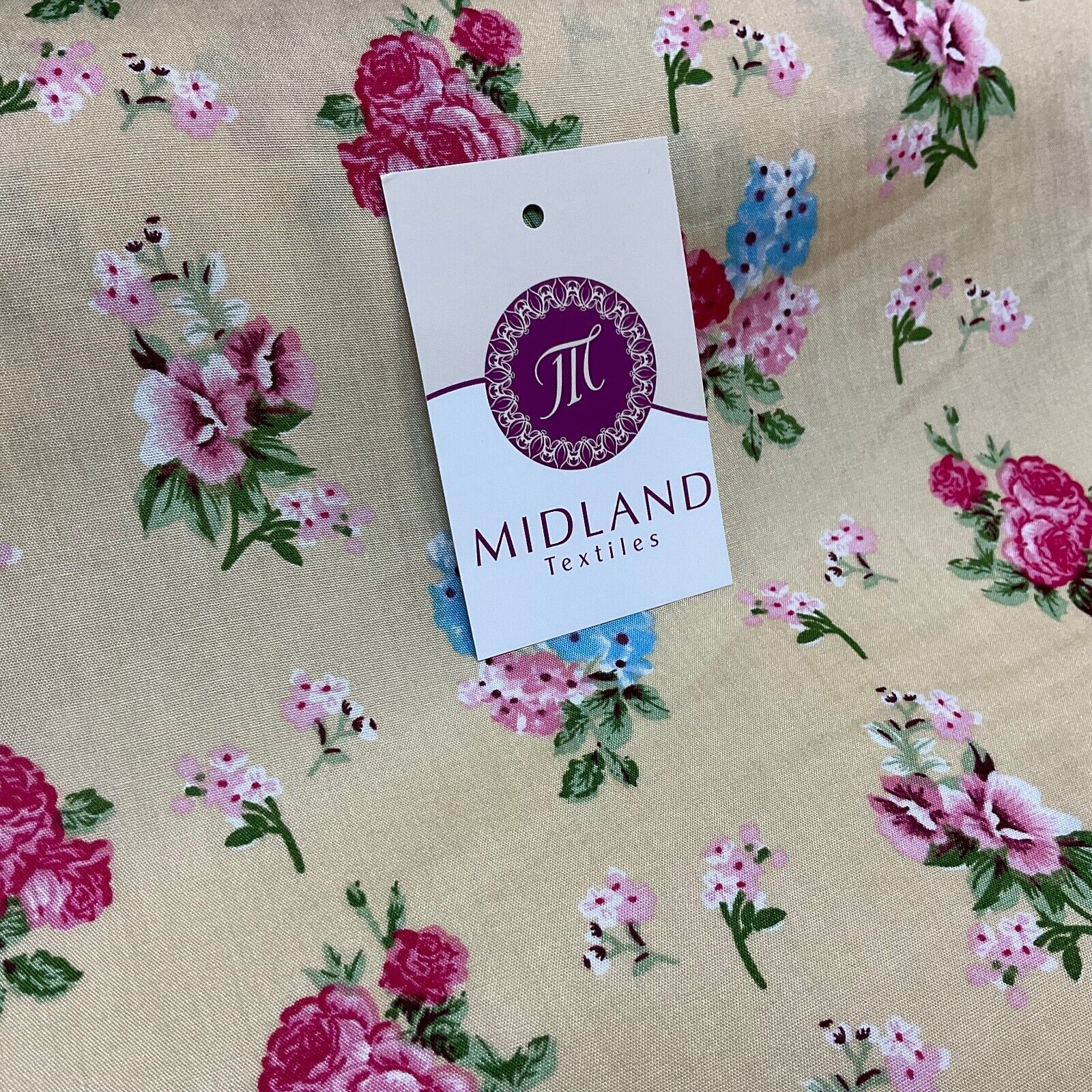 Rose Vintage Floral Poplin Viscose printed Dressmaking fabric M1754