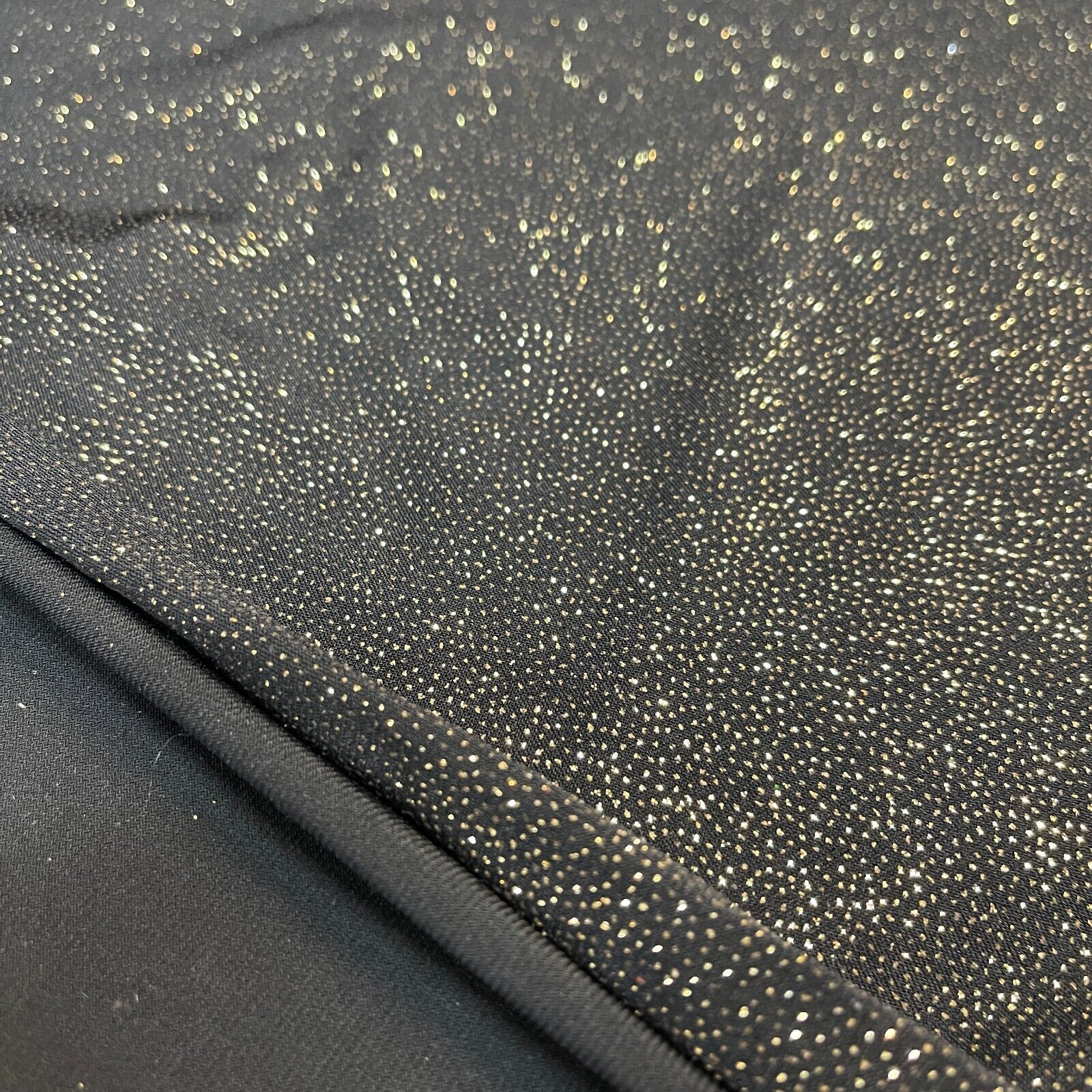 Black Gold stretch Glitter Jersey Dress Fabric 120cm wide M1729