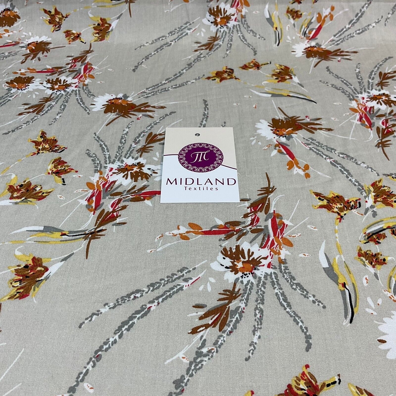 Pastel Floral Bloom Poplin Viscose printed dress craft fabric M1753