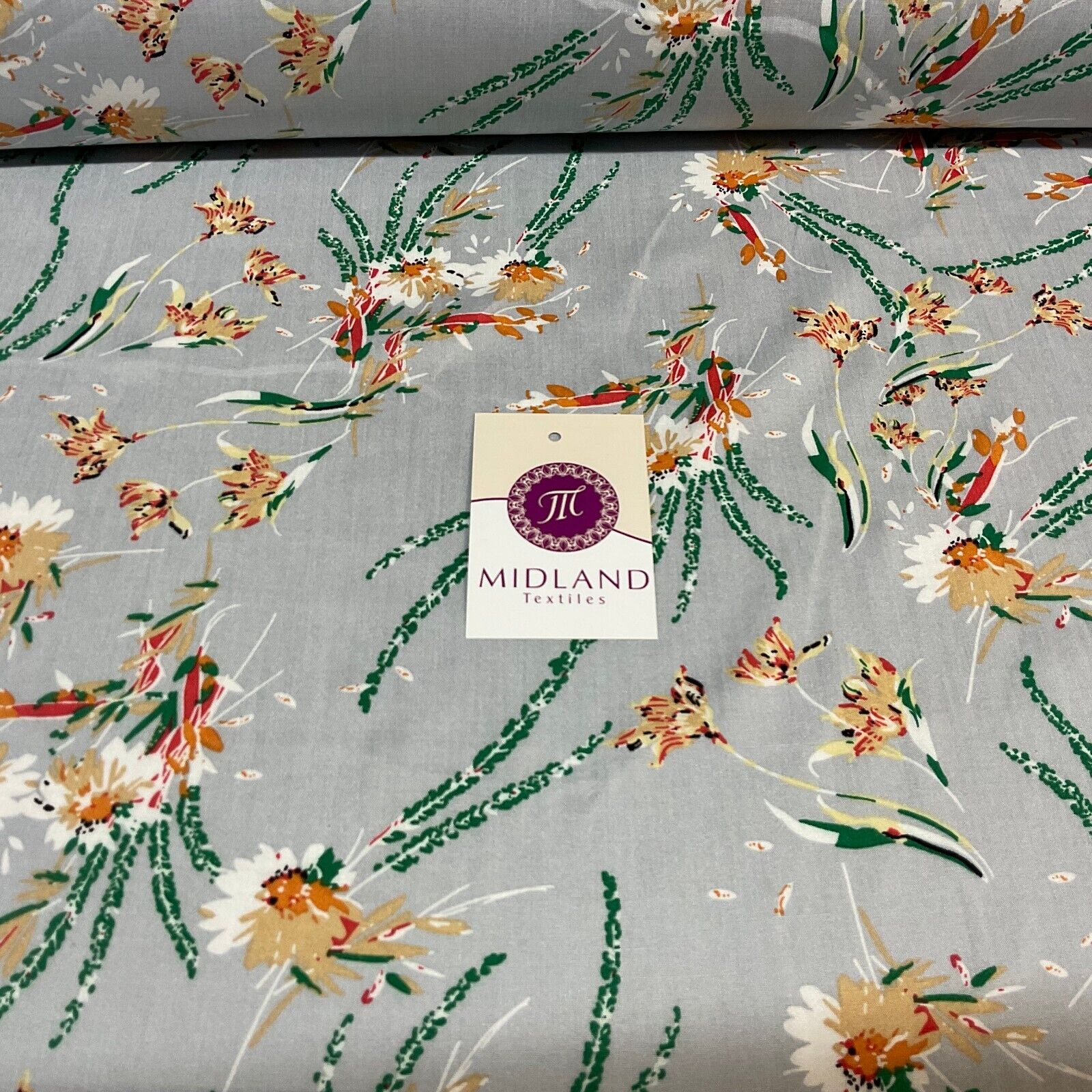 Pastel Floral Bloom Poplin Viscose printed dress craft fabric M1753