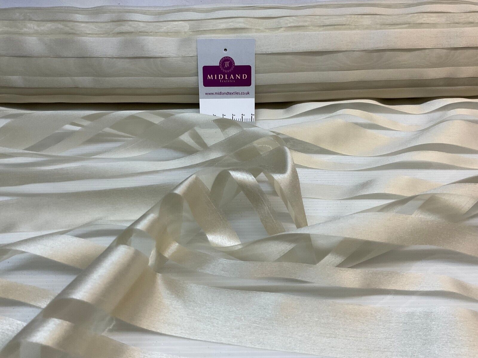 Champagne Organza Satin Striped Dress Curtian Fabric M1789