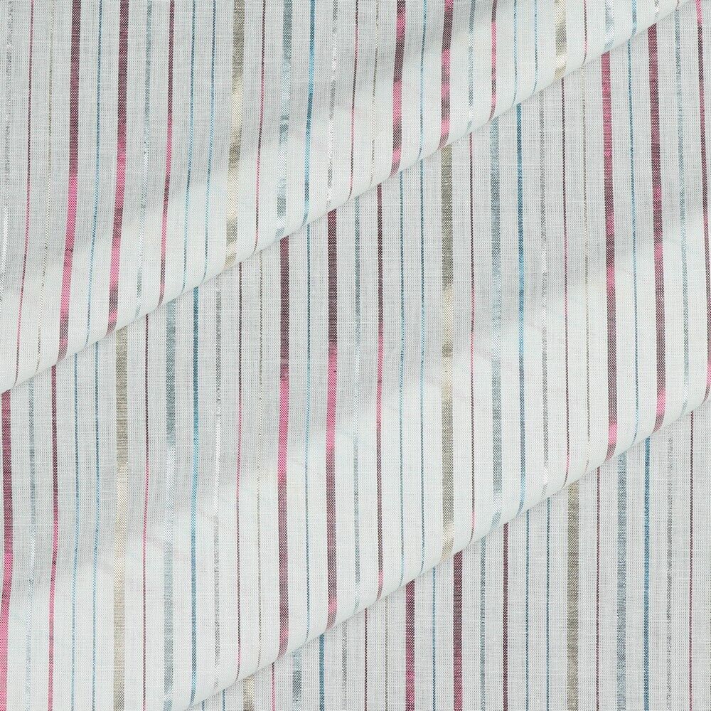 White coloured stripped cotton lurex dress t shirt fabric M1808