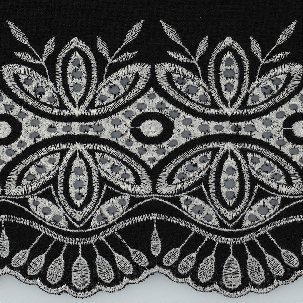 Linen embroidery one sided border trouser dress fabric M1815