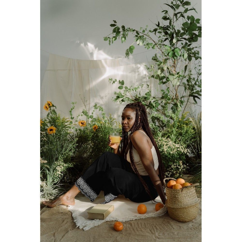 Linen embroidery one sided border trouser dress fabric M1815