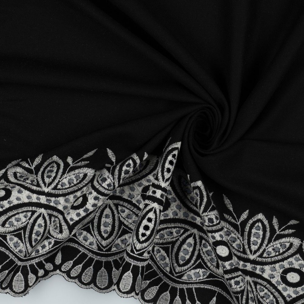 Linen embroidery one sided border trouser dress fabric M1815