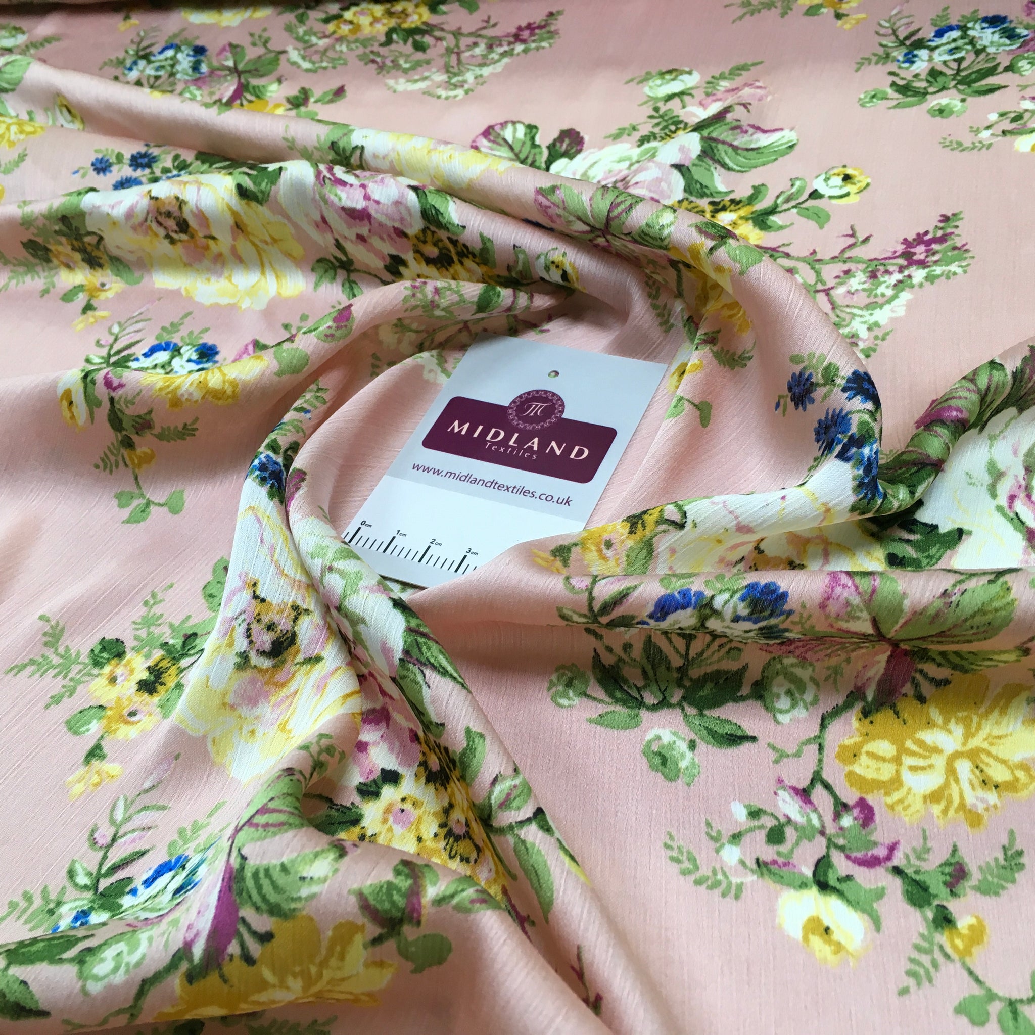Floral Roses Crinkle Satin Chiffon Dress Fabric M1492 Mtex
