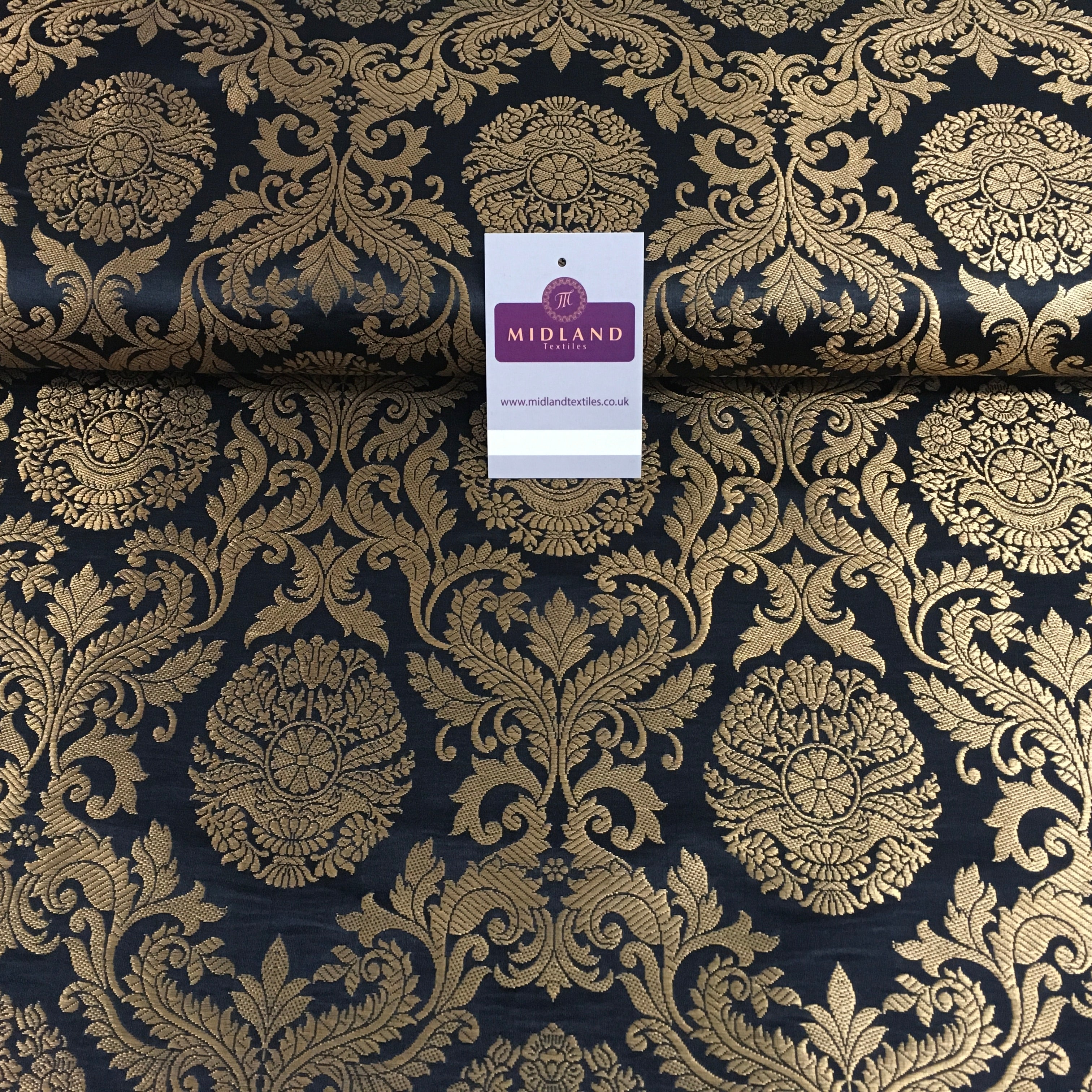 Gold Metallic Ornamental Indian Faux Silk Banarsi brocade Fabric 44' Wide M807