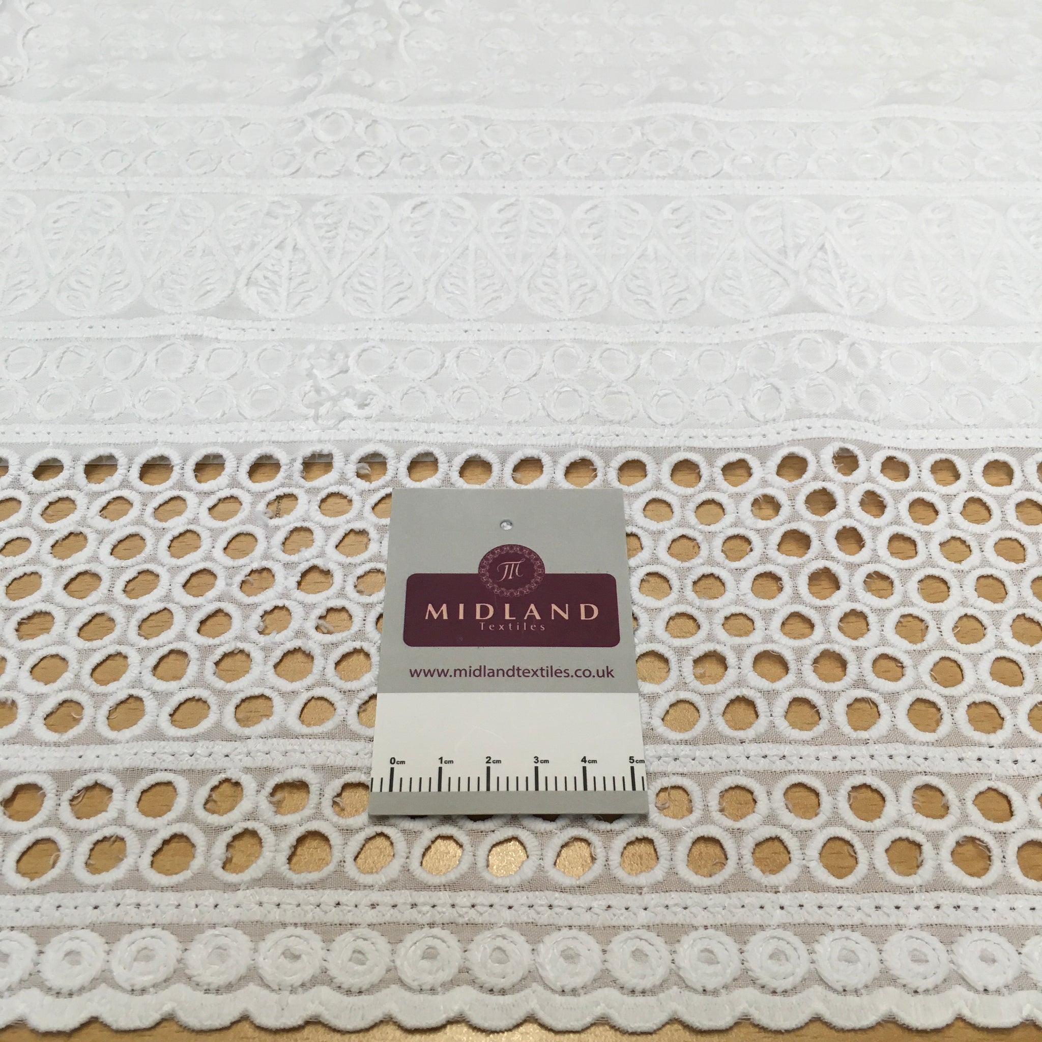 White broderie anglaise with Boring fabric cotton border dress fabric M1466 Mtex