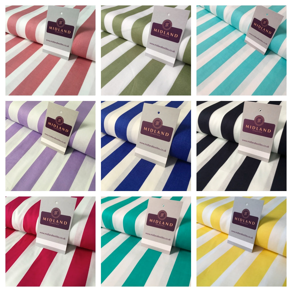 2.5cm Candy Stripped Cotton Poplin shirting, dress Fabric 44' wide MK898 Mtex