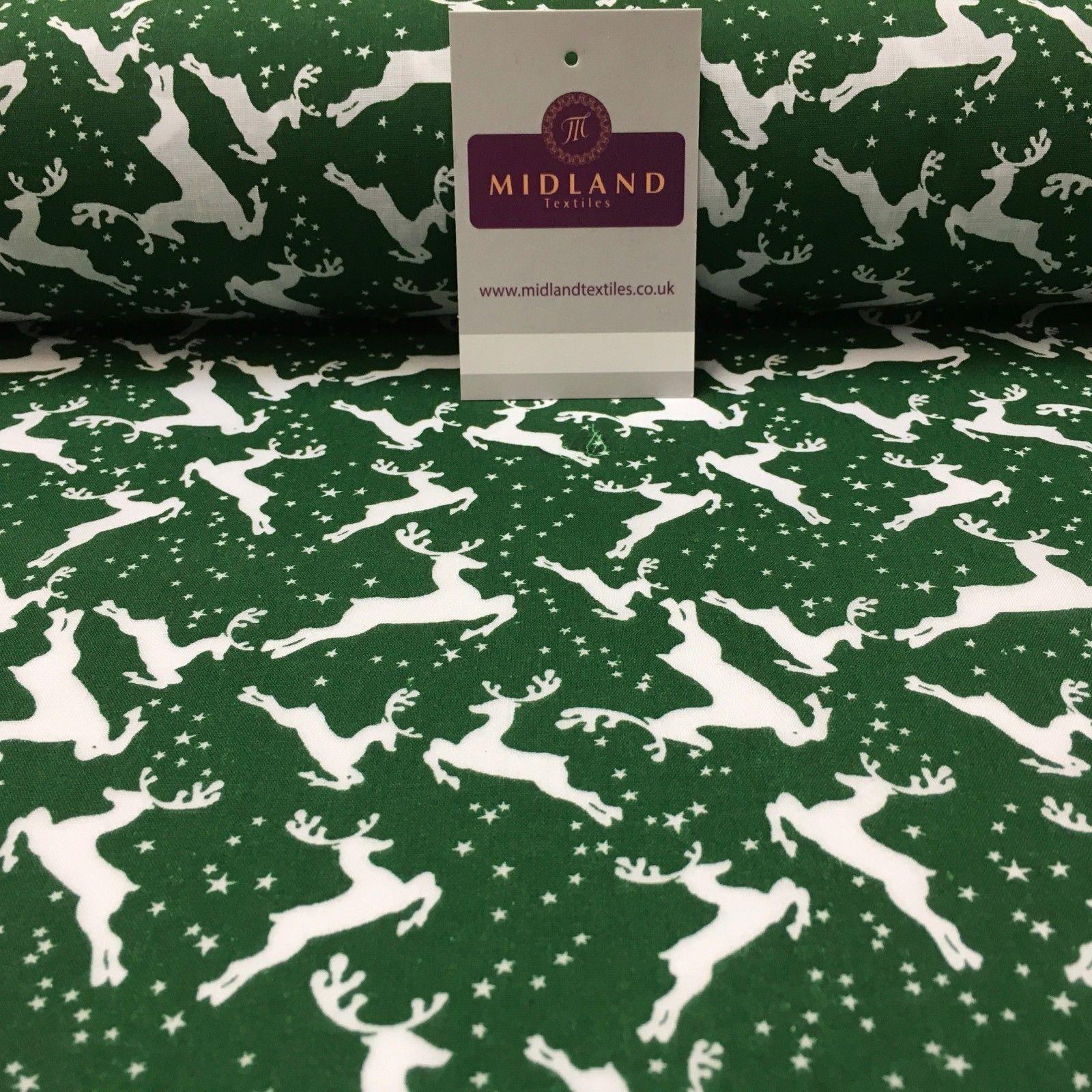 Christmas Reindeer poly cotton printed fabric 45' Wide MD945 Mtex