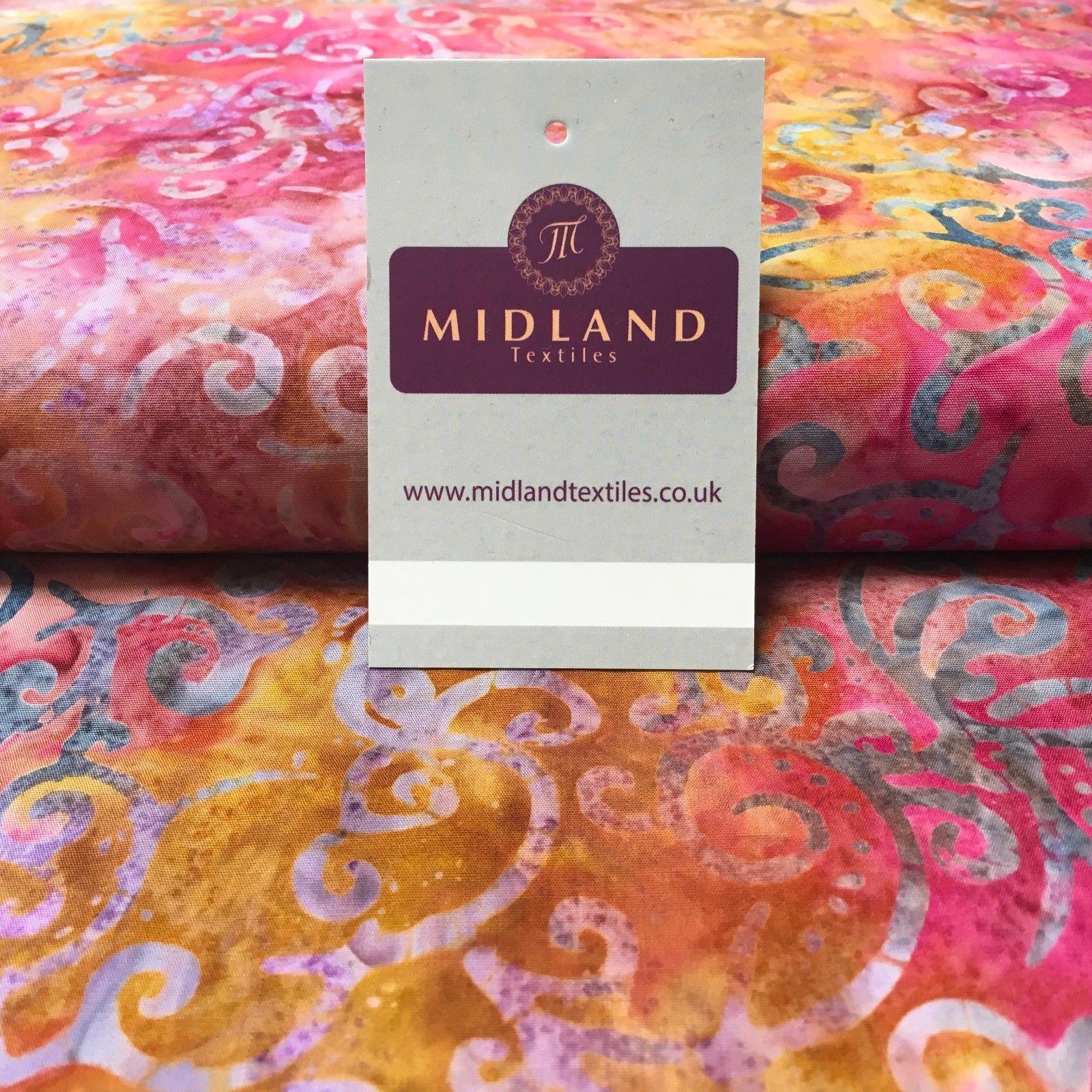 Bali Batik Swirls and dot Print 100% Cotton Patchwork fabric 44' Wide MK904