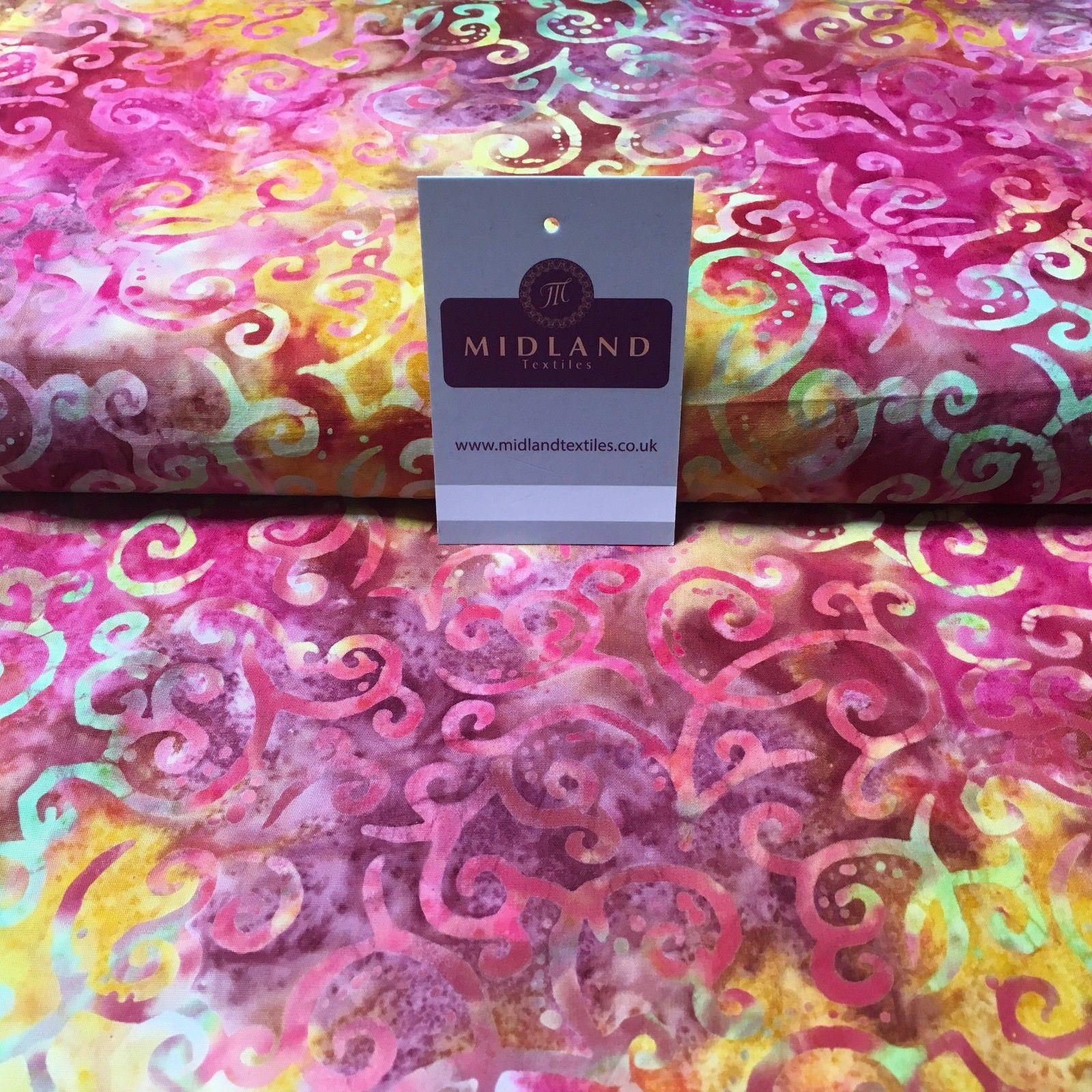 Bali Batik Swirls and dot Print 100% Cotton Patchwork fabric 44' Wide MK904