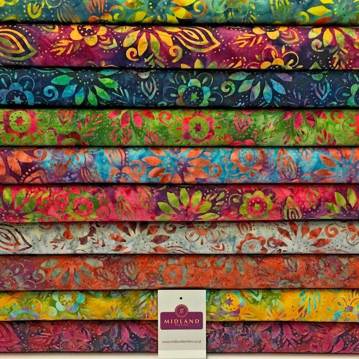 Bali Batik Floral Leaves Print 100% Cotton Patchwork fabric 44" Wide MK905