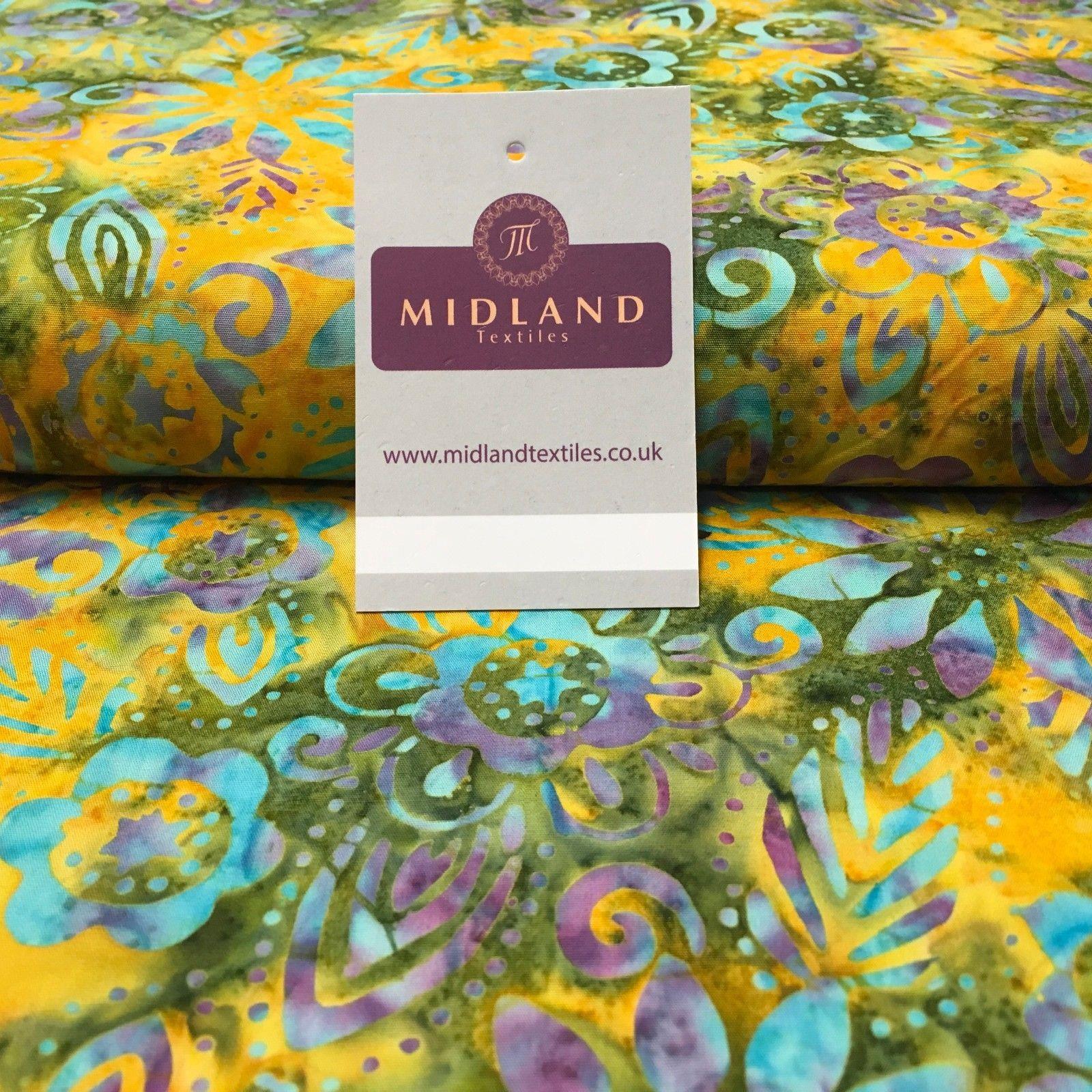 Bali Batik Floral Leaves Print 100% Cotton Patchwork fabric 44" Wide MK905