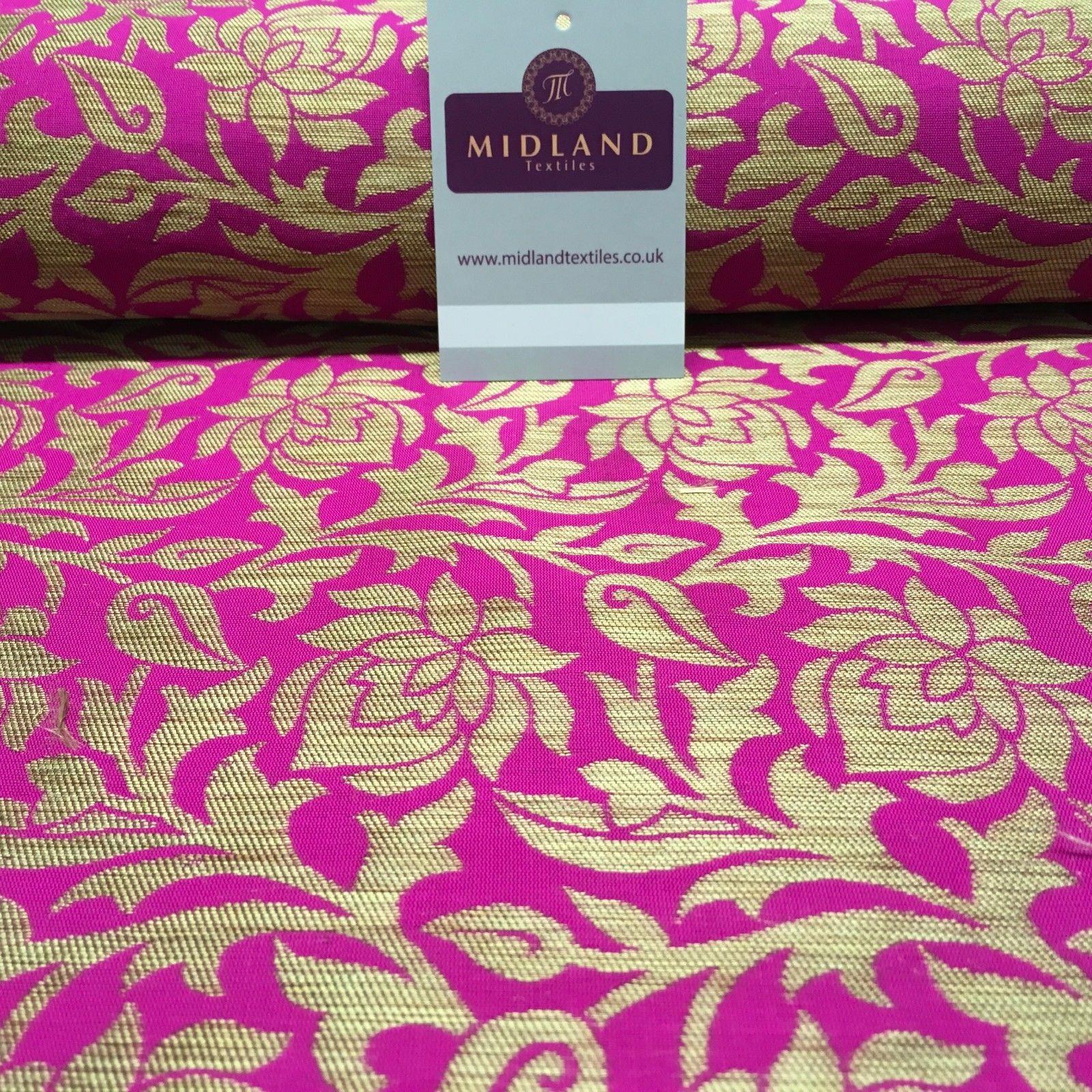 Indian Floral Gold Banarsi Brocade Faux Silk Waistcoat fabric 50" Wide MA873