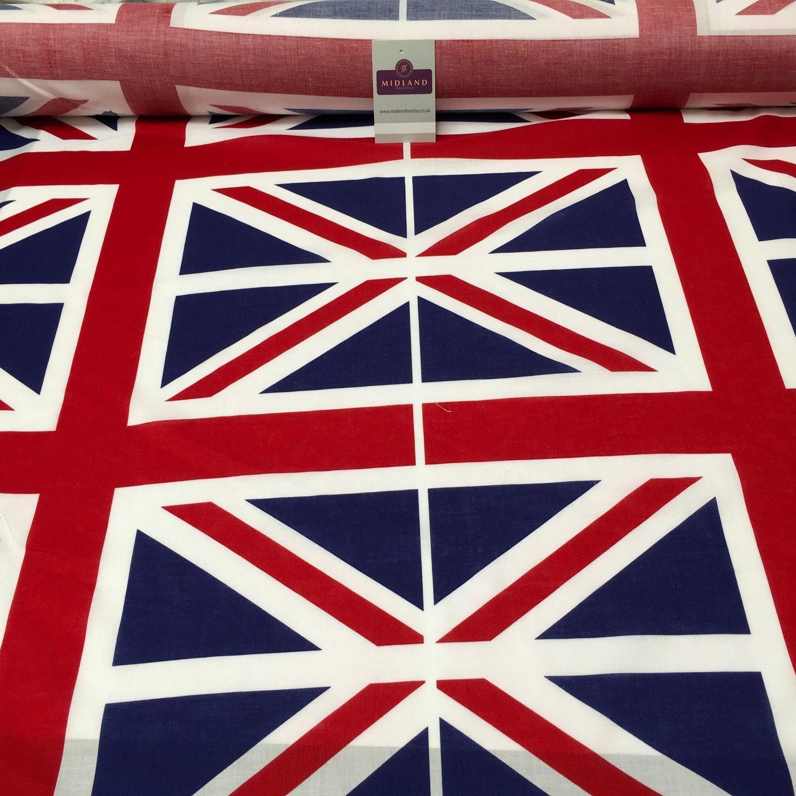 6 Union Jack Flags 100% Cotton Printed Panel craft Fabric MH926 Mtex