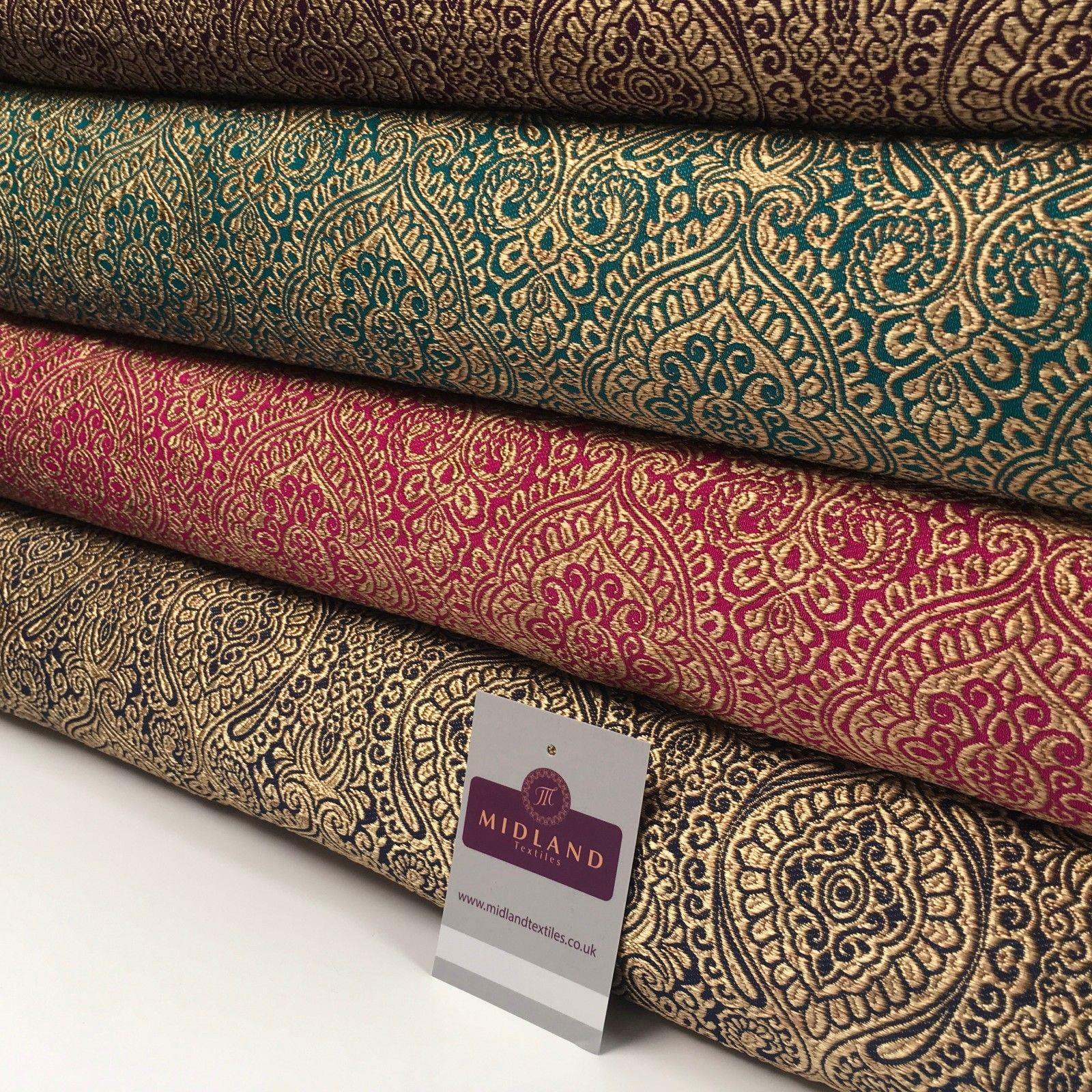 Gold Ornamental Lurex Indian Banarsi Brocade Fabric 52' Wide MA874 Mtex