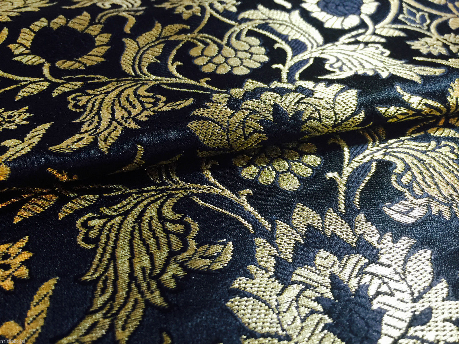 Indian Banarsi Gold Floral Faux Silk Brocade 43' Wide M245 Mtex