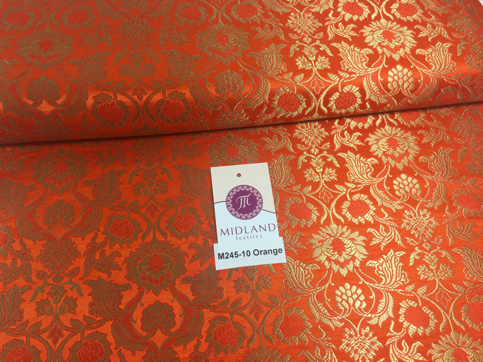 Indian Banarsi Gold Floral Faux Silk Brocade 43' Wide M245 Mtex