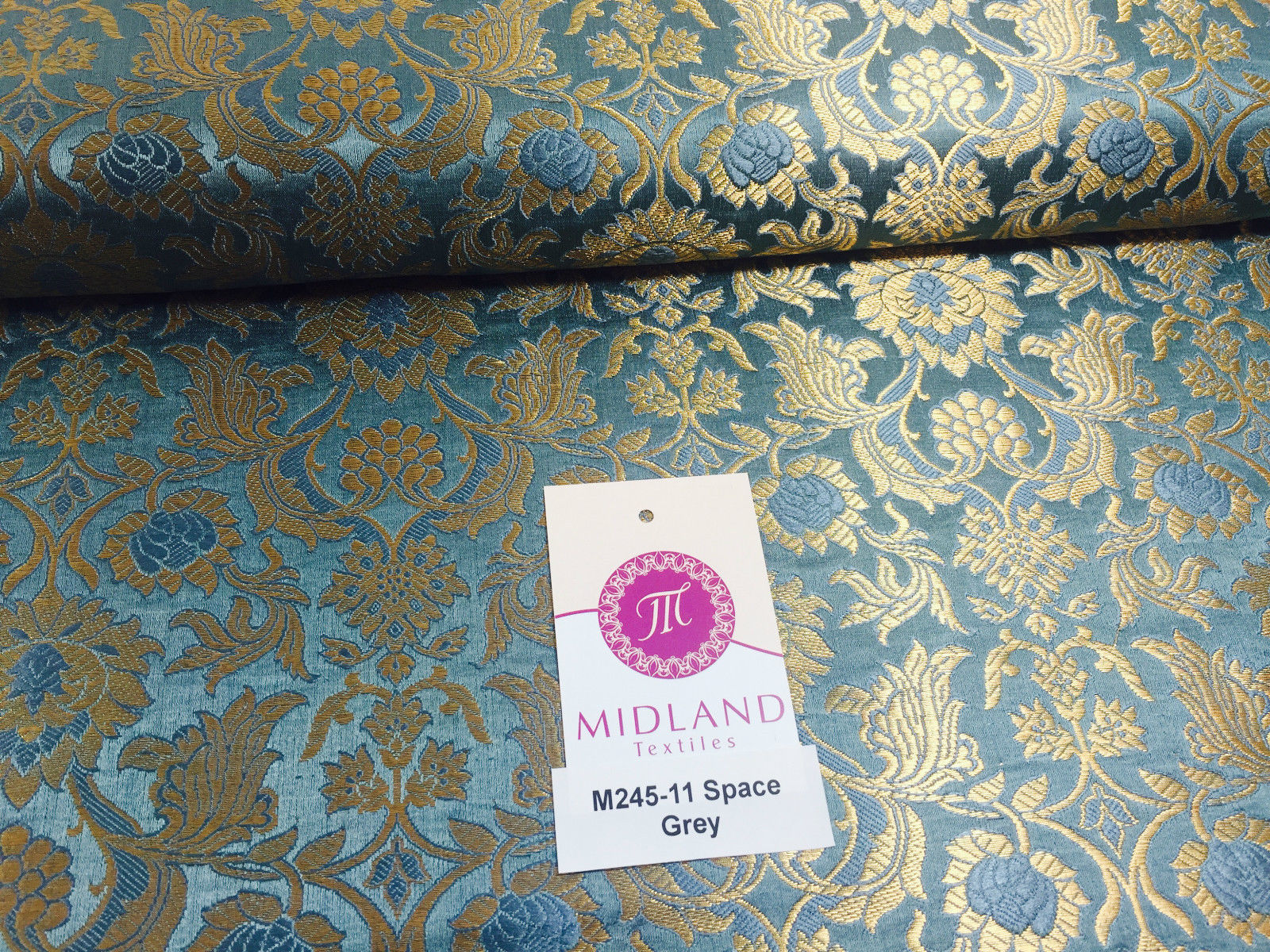 Indian Banarsi Gold Floral Faux Silk Brocade 43' Wide M245 Mtex