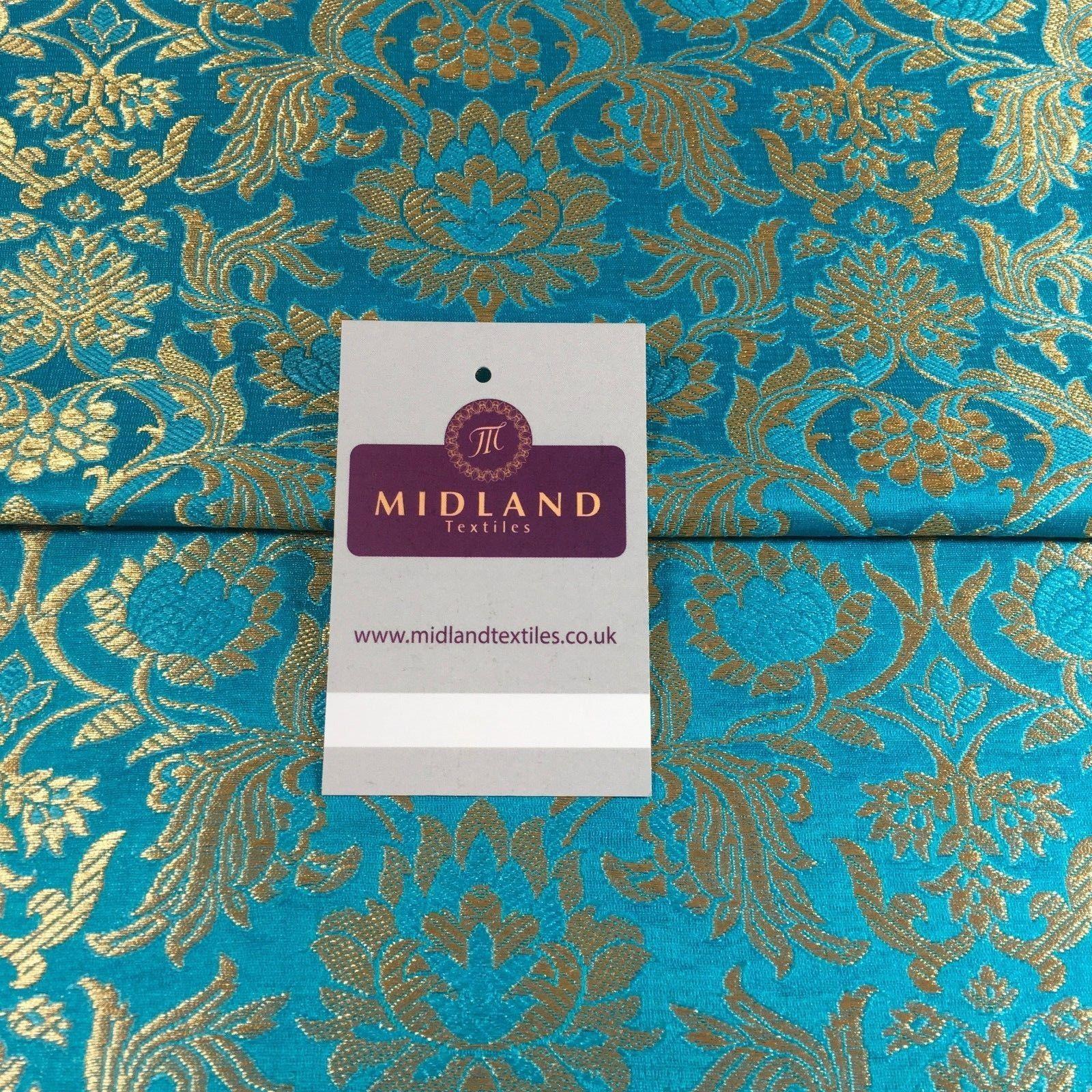 Indian Banarsi Gold Floral Faux Silk Brocade 43' Wide M245 Mtex