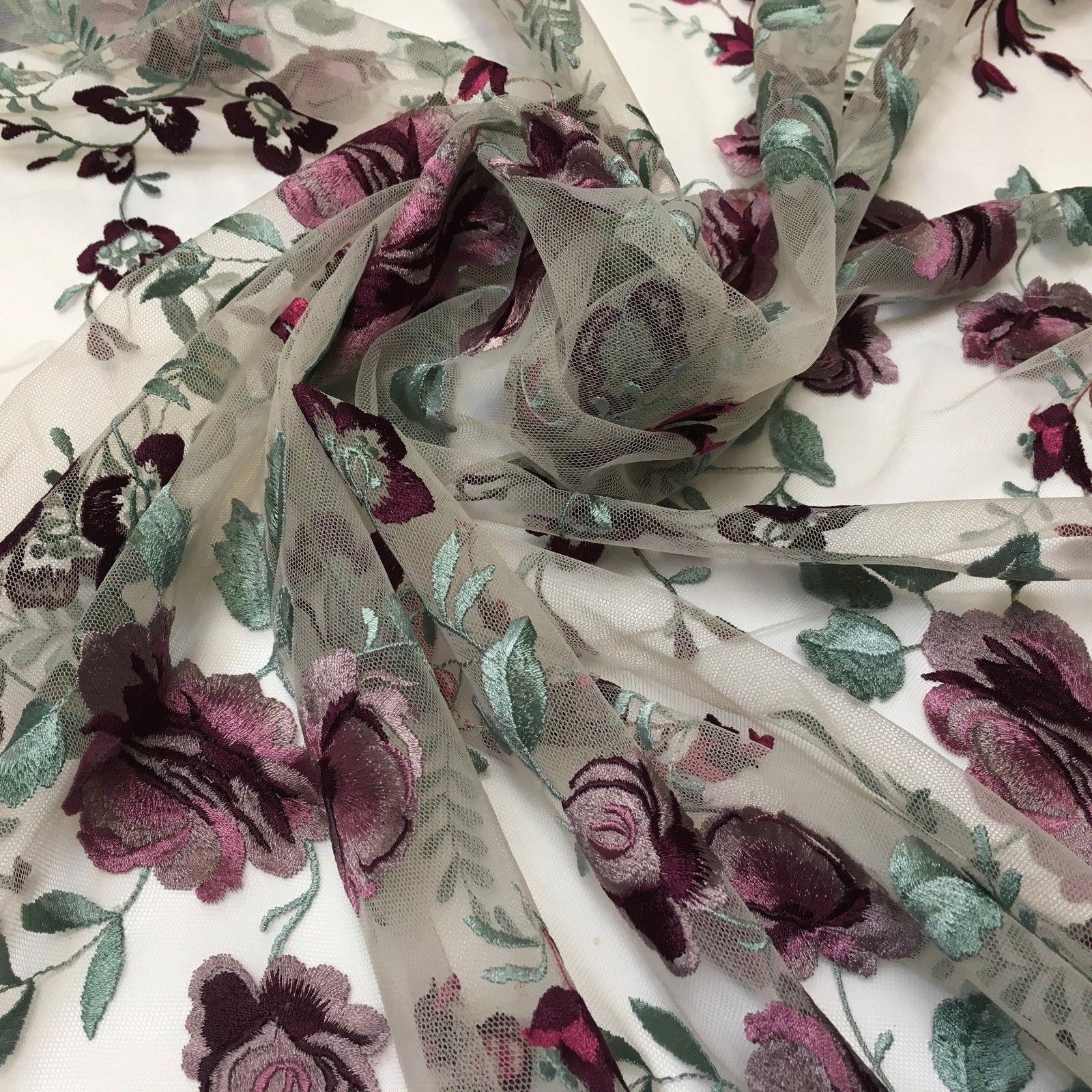 Floral Vintage embroidered elegant wedding dress net fabric  55" Wide MV985 Mtex