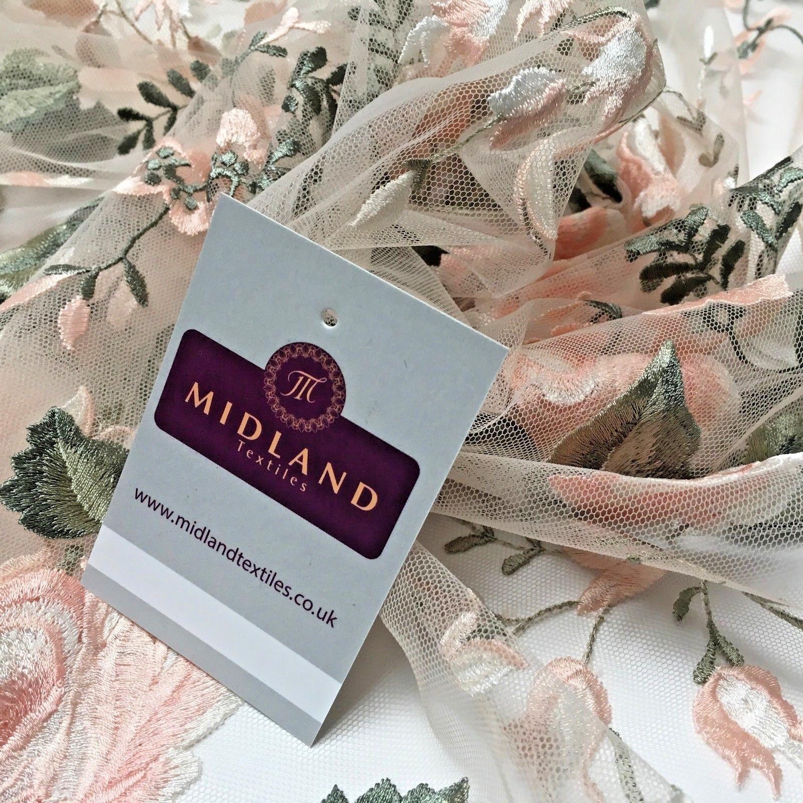 Floral Vintage Elegant embroidered Net dress fabric 55' Wide MV986 Mtex