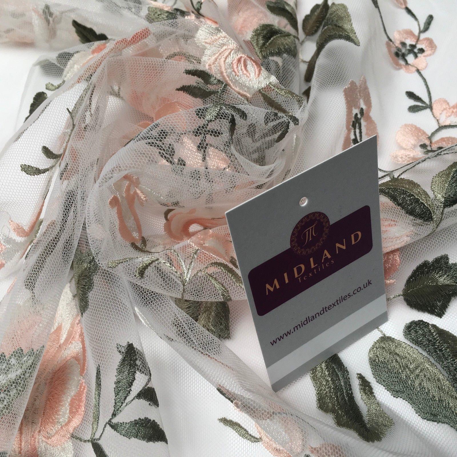 Floral Vintage Elegant embroidered Net dress fabric 55" Wide MV986 Mtex