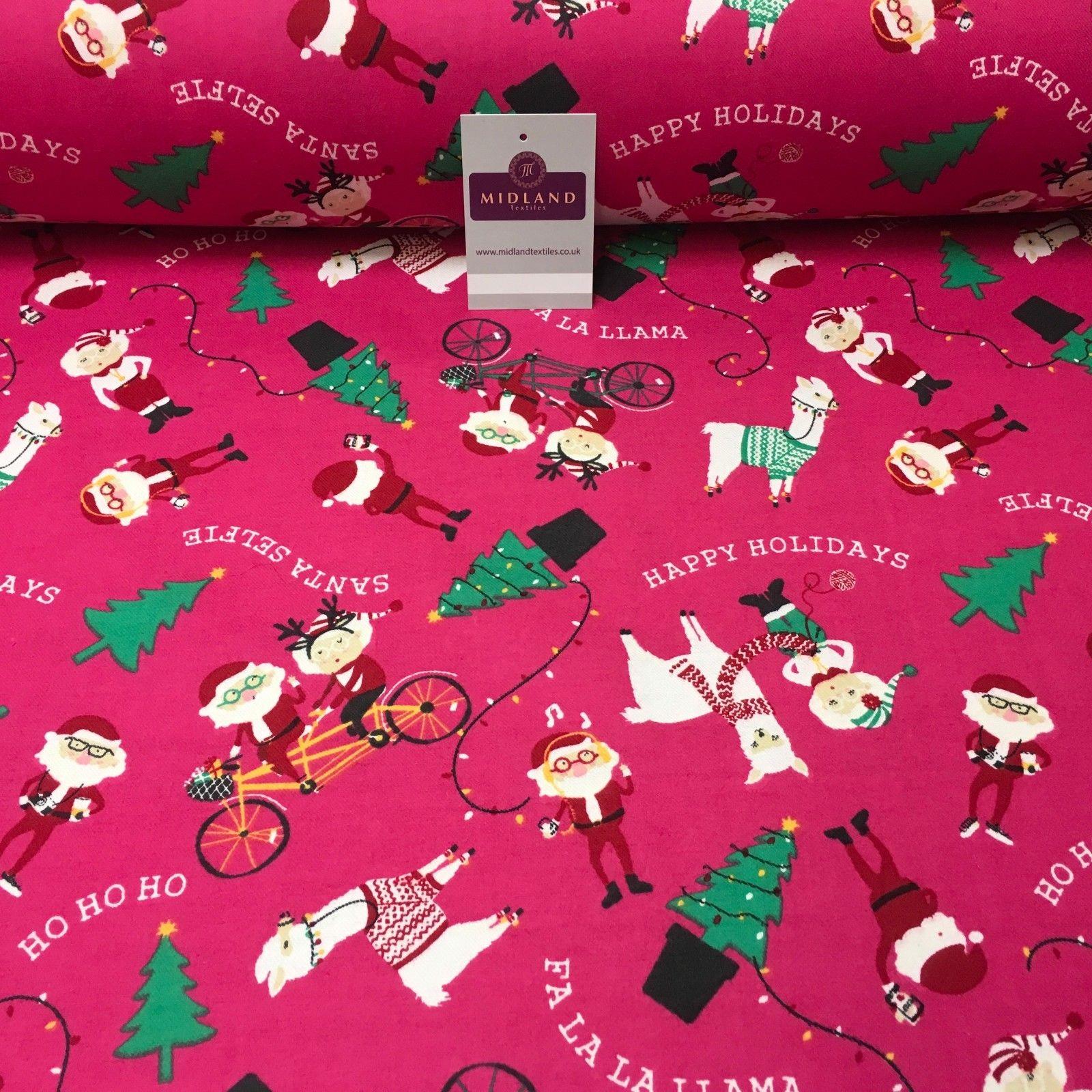 Pink Santa Cotton Wynciette Soft Brushed Flannel Fabric 56" Wide MK988-15