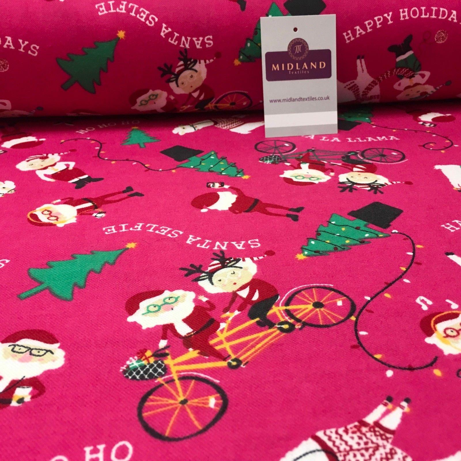 Pink Santa Cotton Wynciette Soft Brushed Flannel Fabric 56" Wide MK988-15