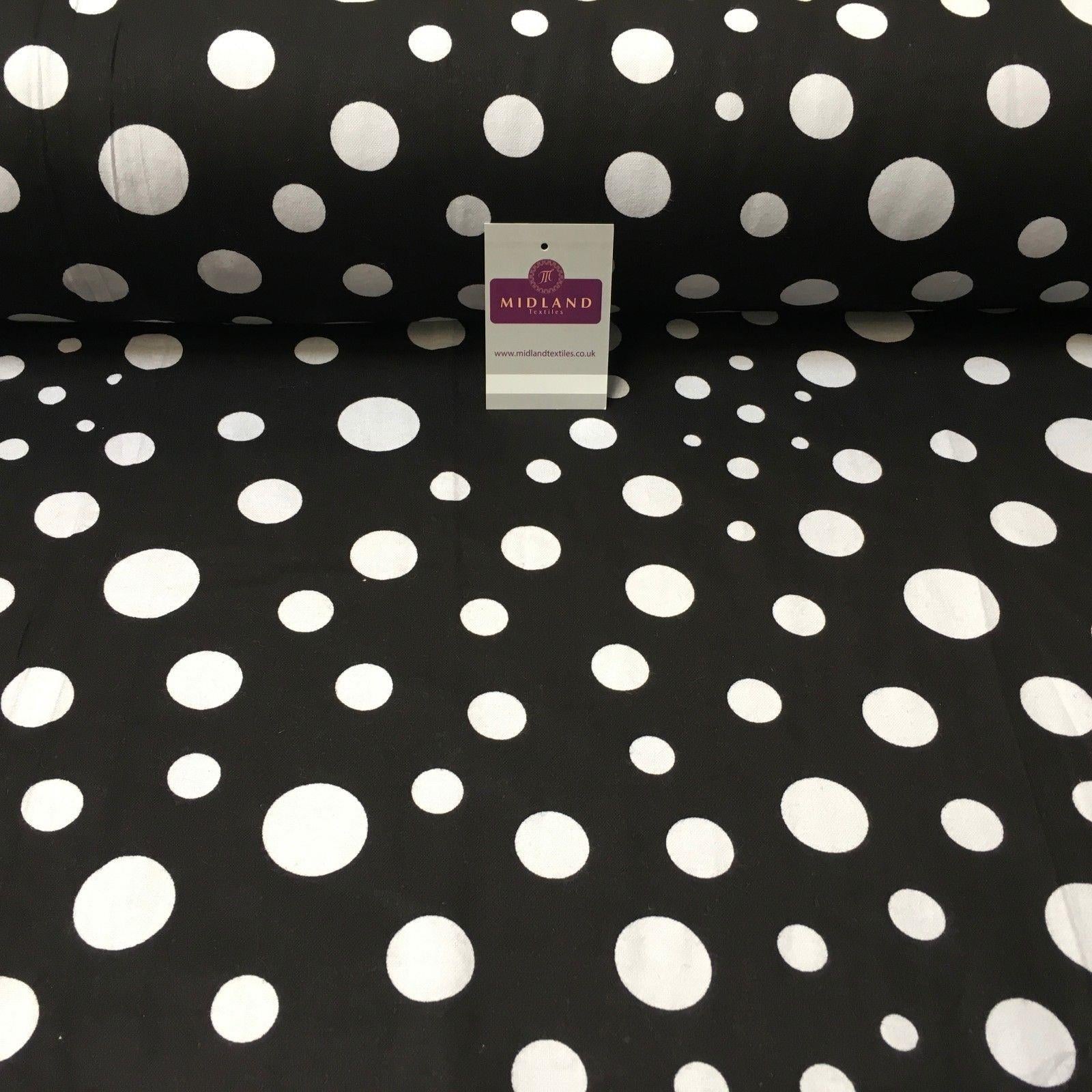 Black Large Spots Cotton Wynciette Soft Brushed Flannel Fabric MK988-6
